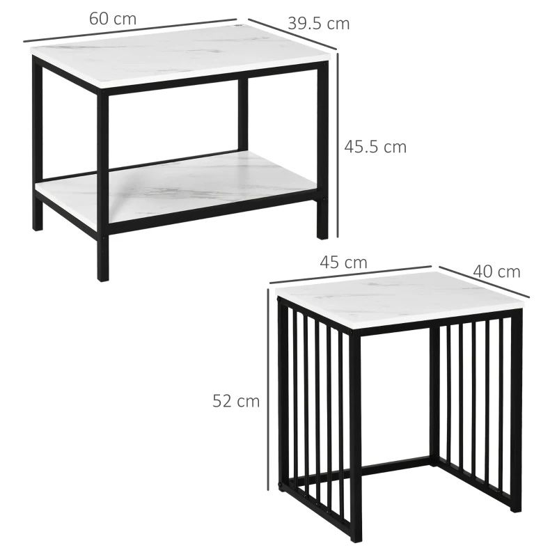 Nesting Coffee Tables Set of 2  Modern White & Black Living Room Tables UK