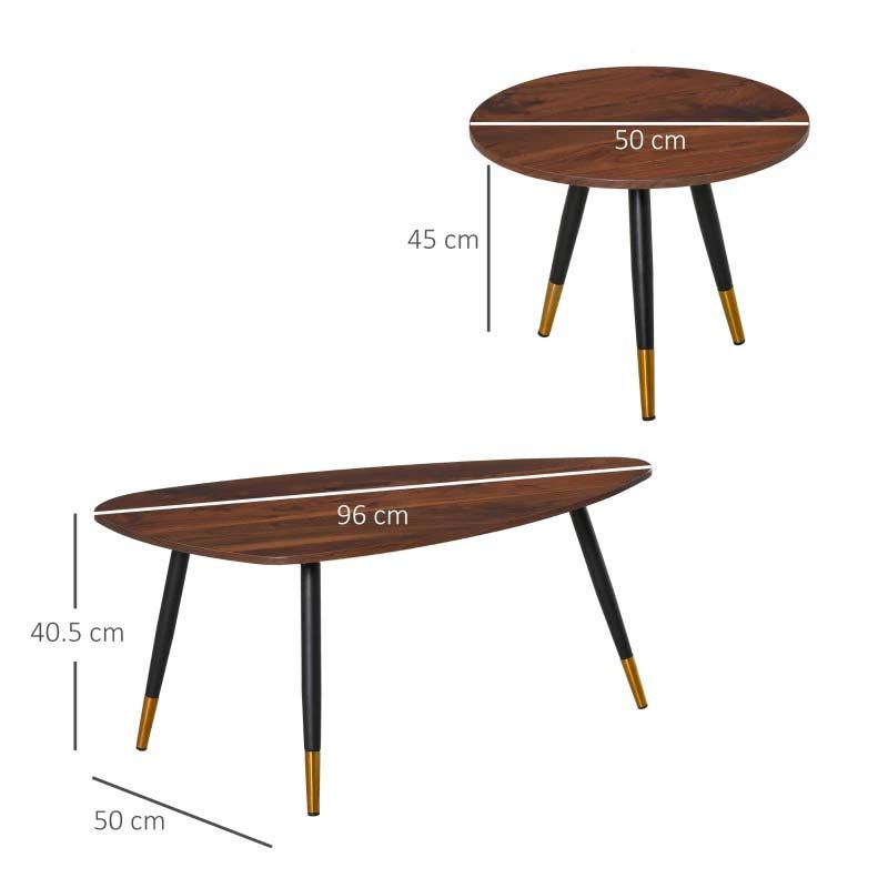 Nesting Occasional Side Tables Set of 2 – Walnut Wooden Tables for Living Room UK
