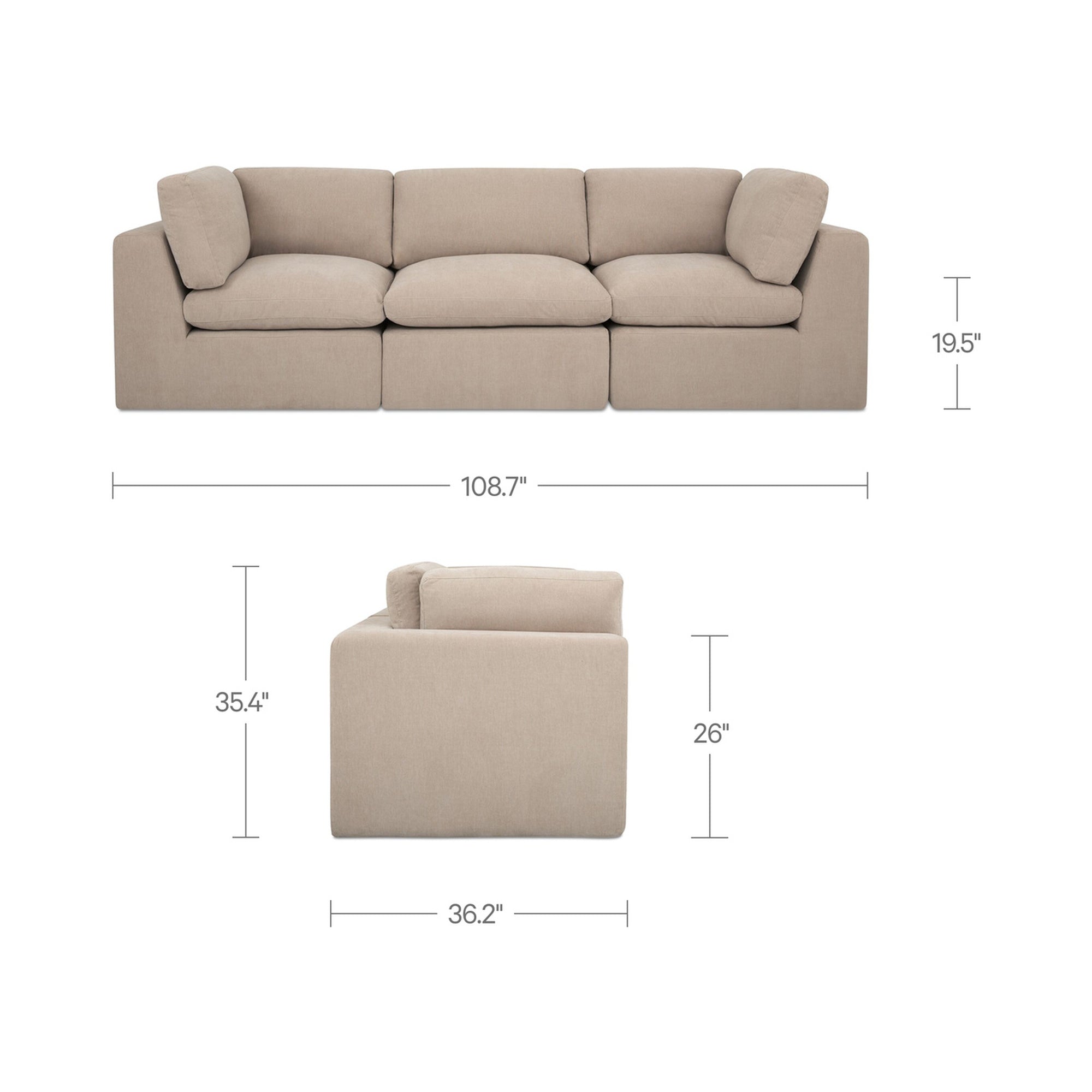 Moe's Home Cates Modular Sofa Pebble