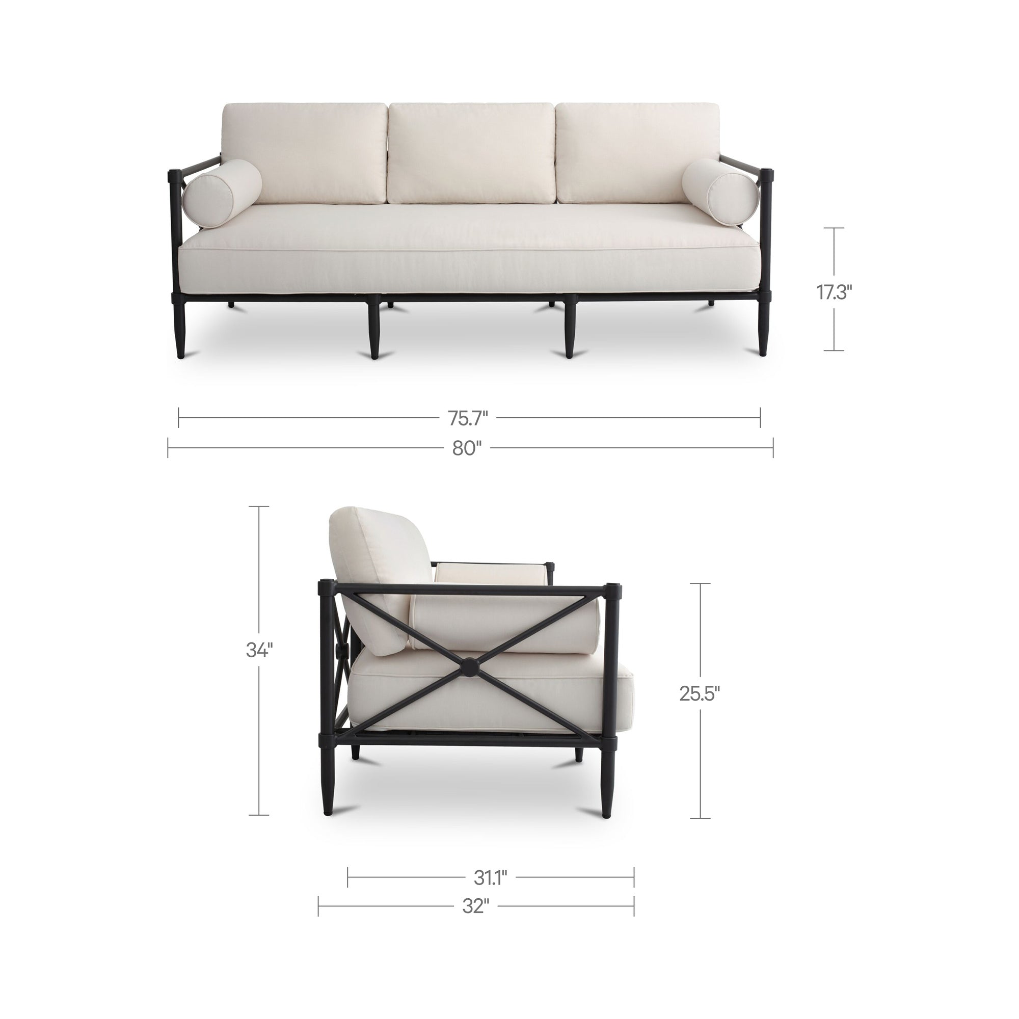 Moe's Home Willow Outdoor Sofa Cream