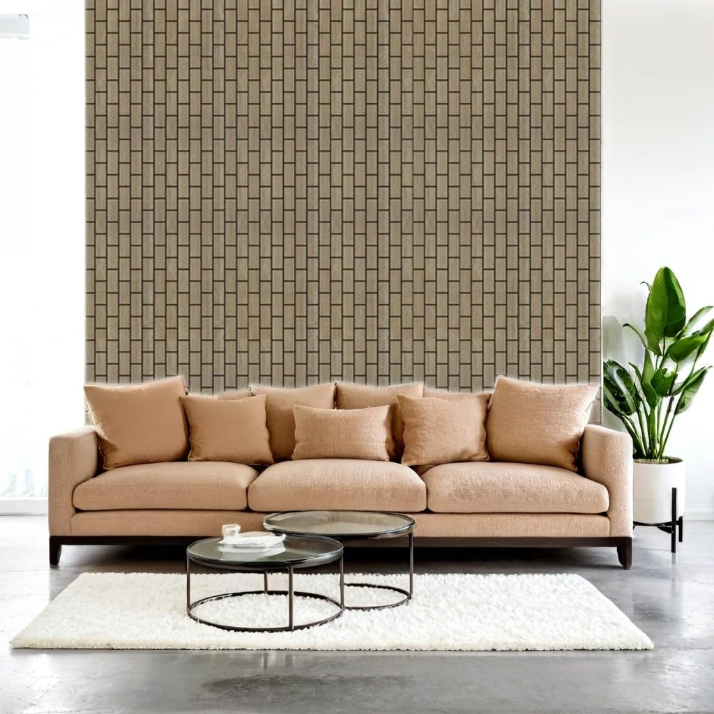 Vertical Brick Wall Panels – 3D Acoustic Wood Slat Panels for Modern Interiors – Sound-Absorbing Decorative Wall Panelling 60x240cm (4 Panels per Pack, 5.76m² Coverage)