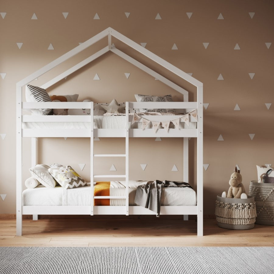 Grey House Bunk Bed for Kids – Nest Modern Wooden Bunk Bed