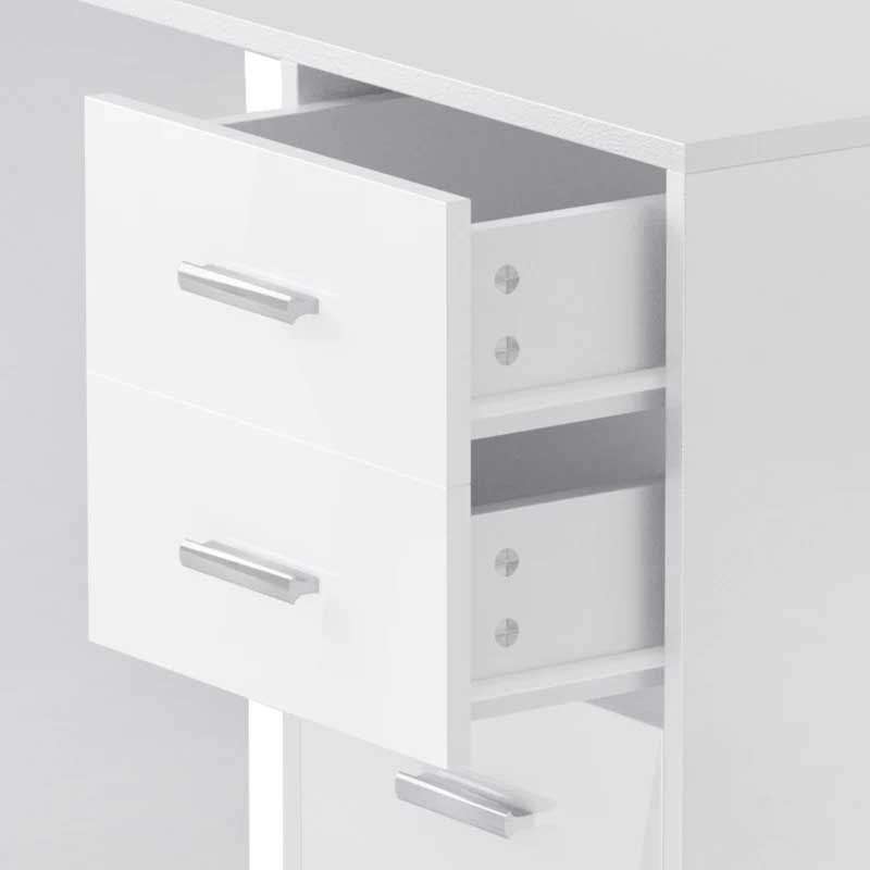 White Office Desk with 4 Drawers – Modern Home Office Workstation
