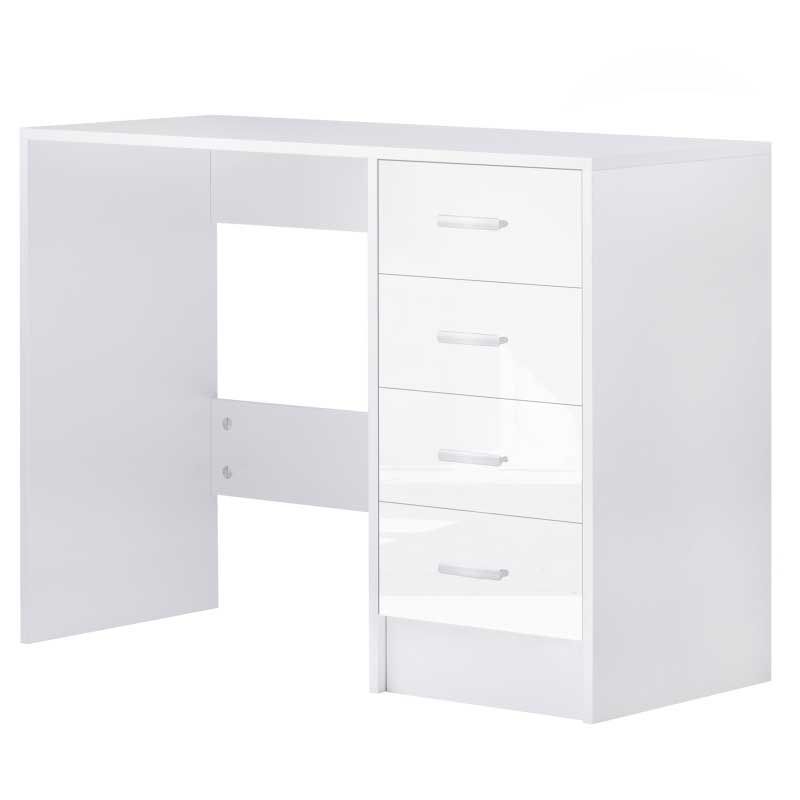 White Office Desk with 4 Drawers – Modern Home Office Workstation
