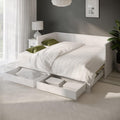 White Wooden Day Bed with Pull-Out Trundle and Storage Drawers – Converts to Double – Mattress Option Available – Ideal for Guest Rooms