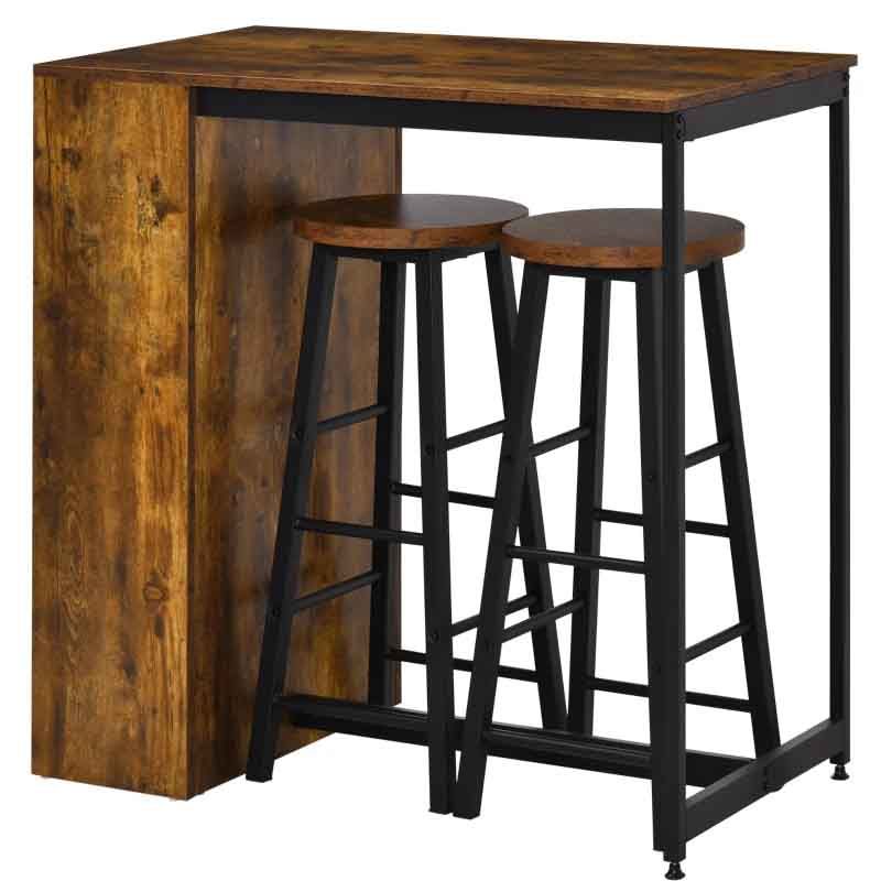 Industrial Style Dining Table with 2 Stools – Compact & Modern Dining Set UK