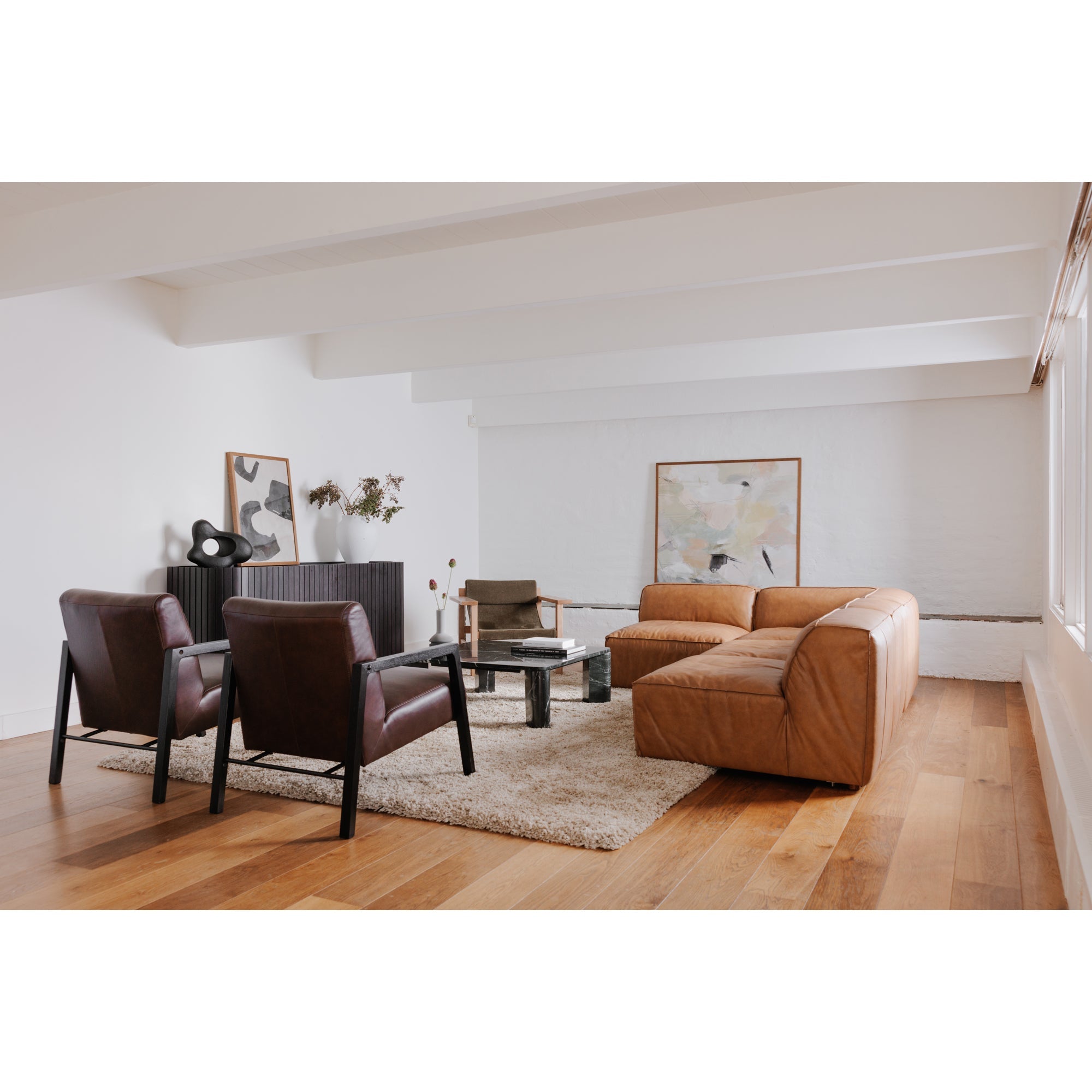 Moe's Home Form Corner Chair Sonoran Tan Leather