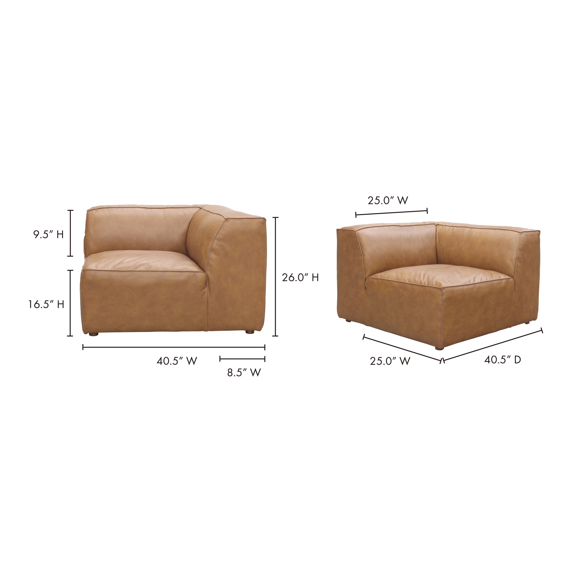 Moe's Home Form Corner Chair Sonoran Tan Leather