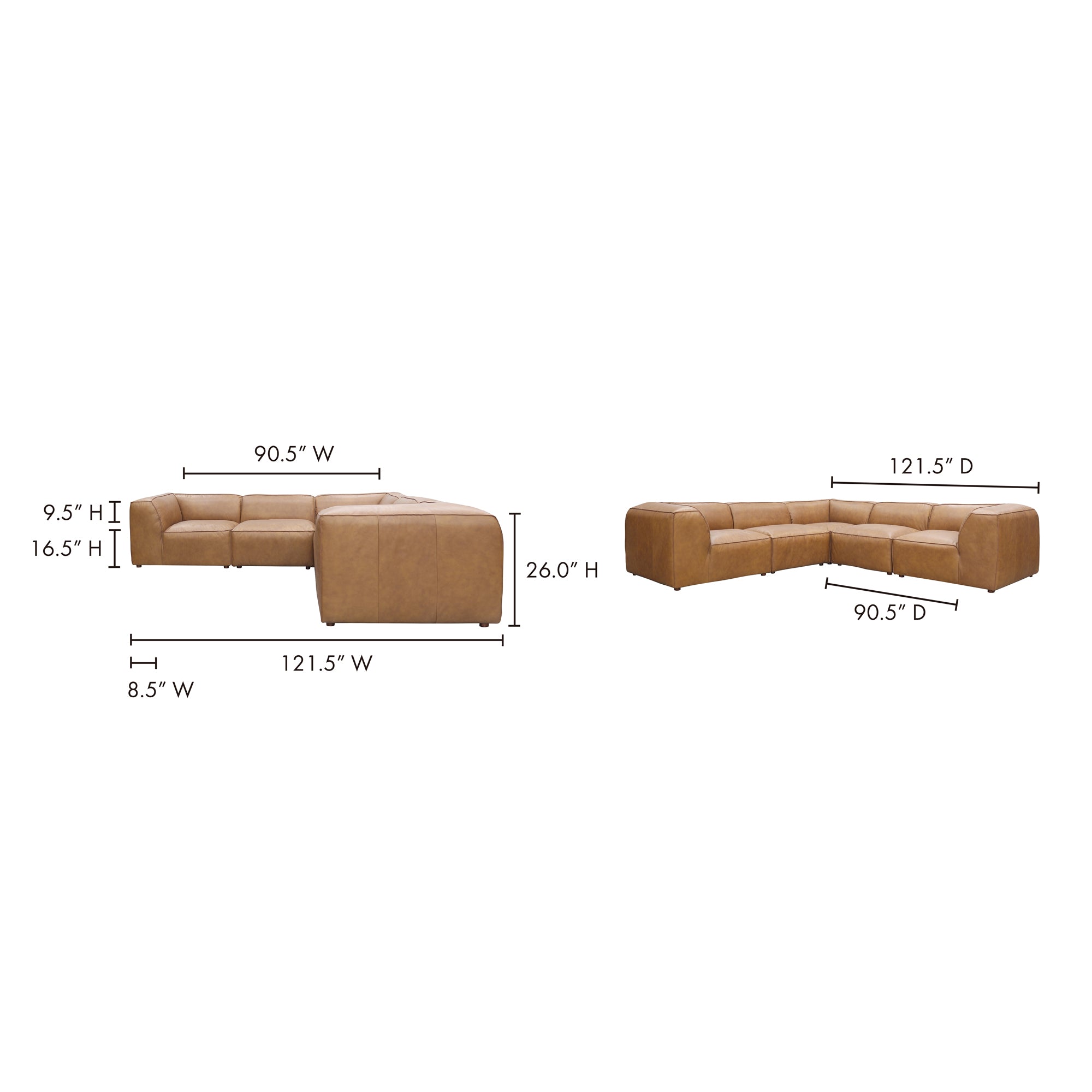Moe's Home Form Classic L-Shaped Modular Sectional
