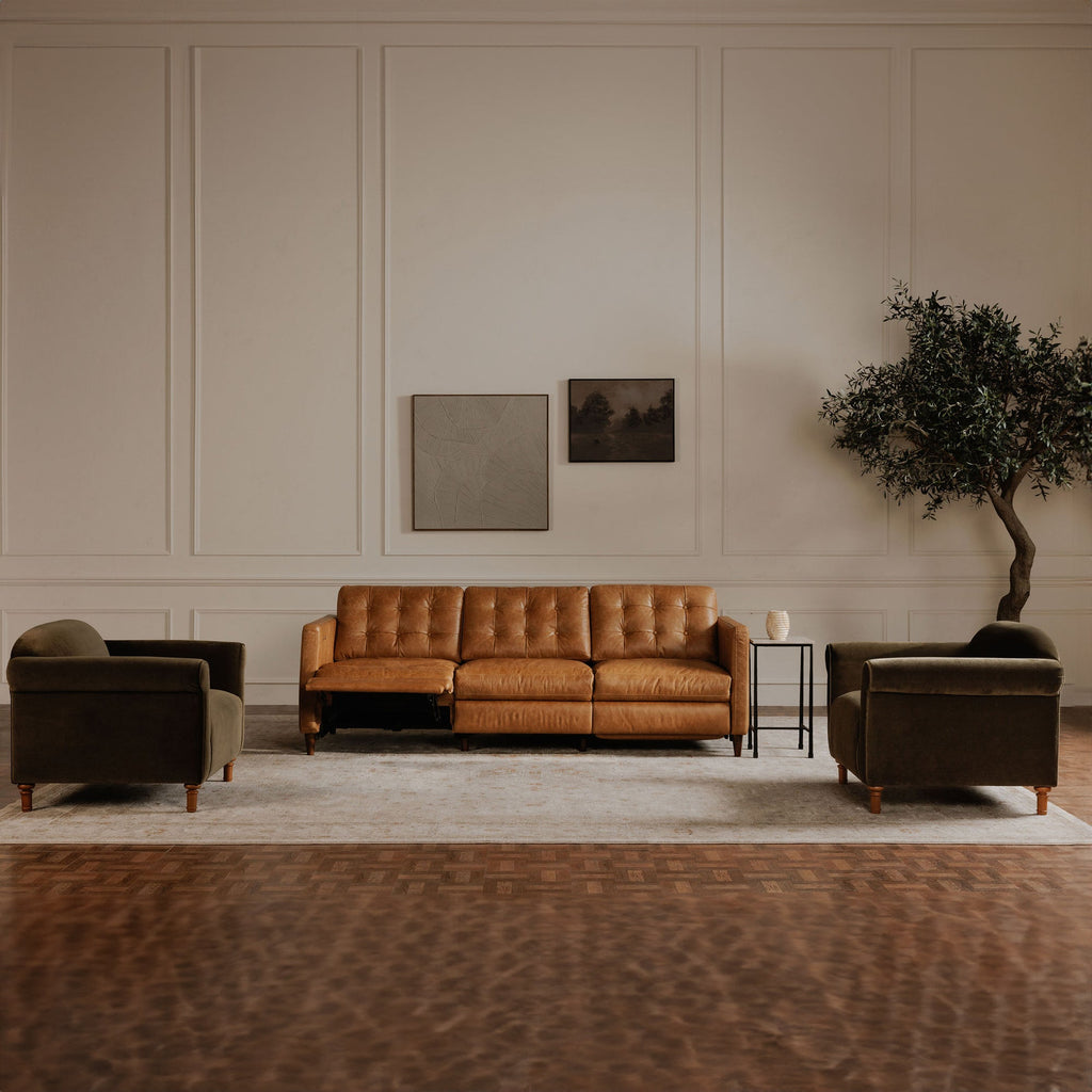 Moe's Home Bridgers Power Recliner Sofa Tan Leather