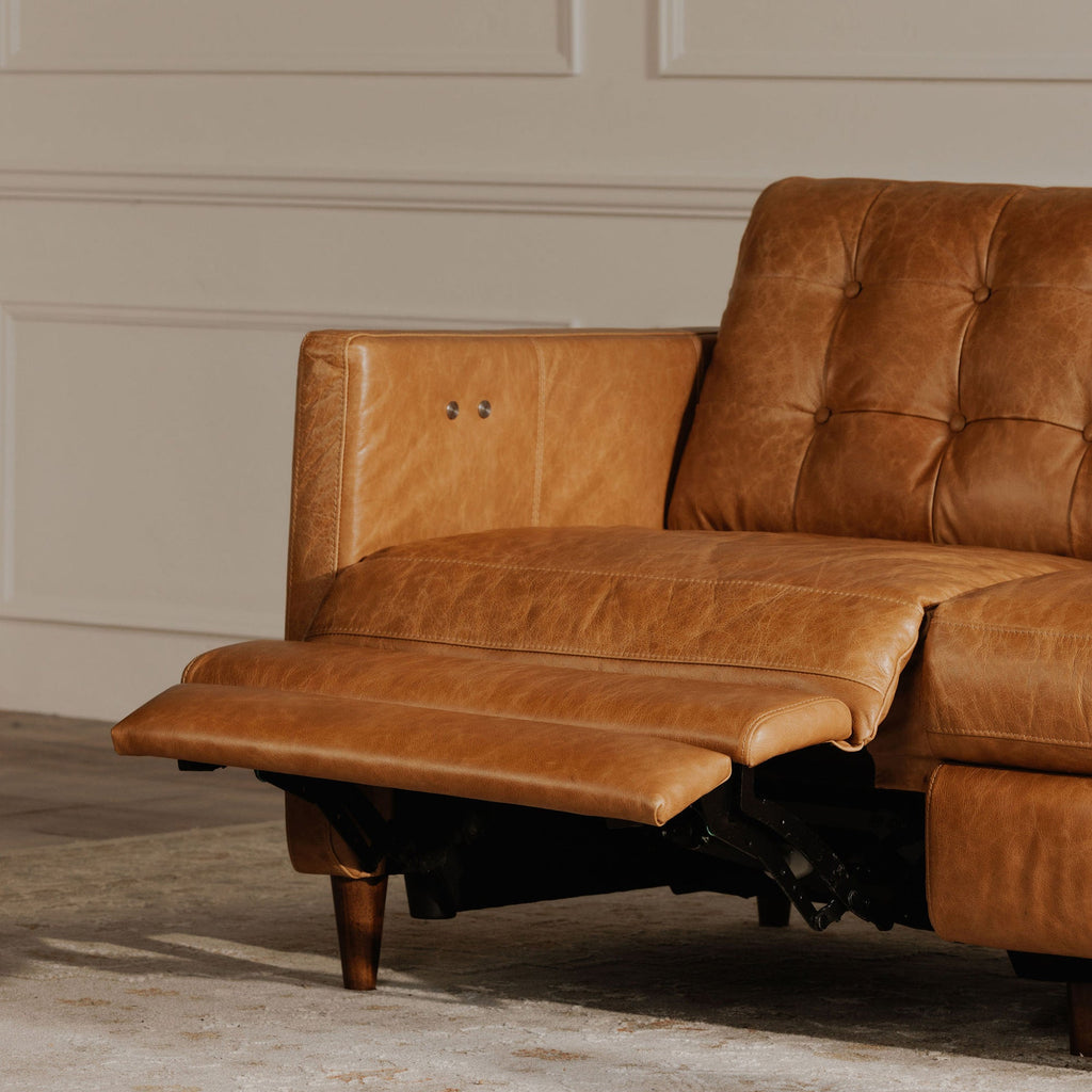 Moe's Home Bridgers Power Recliner Sofa Tan Leather