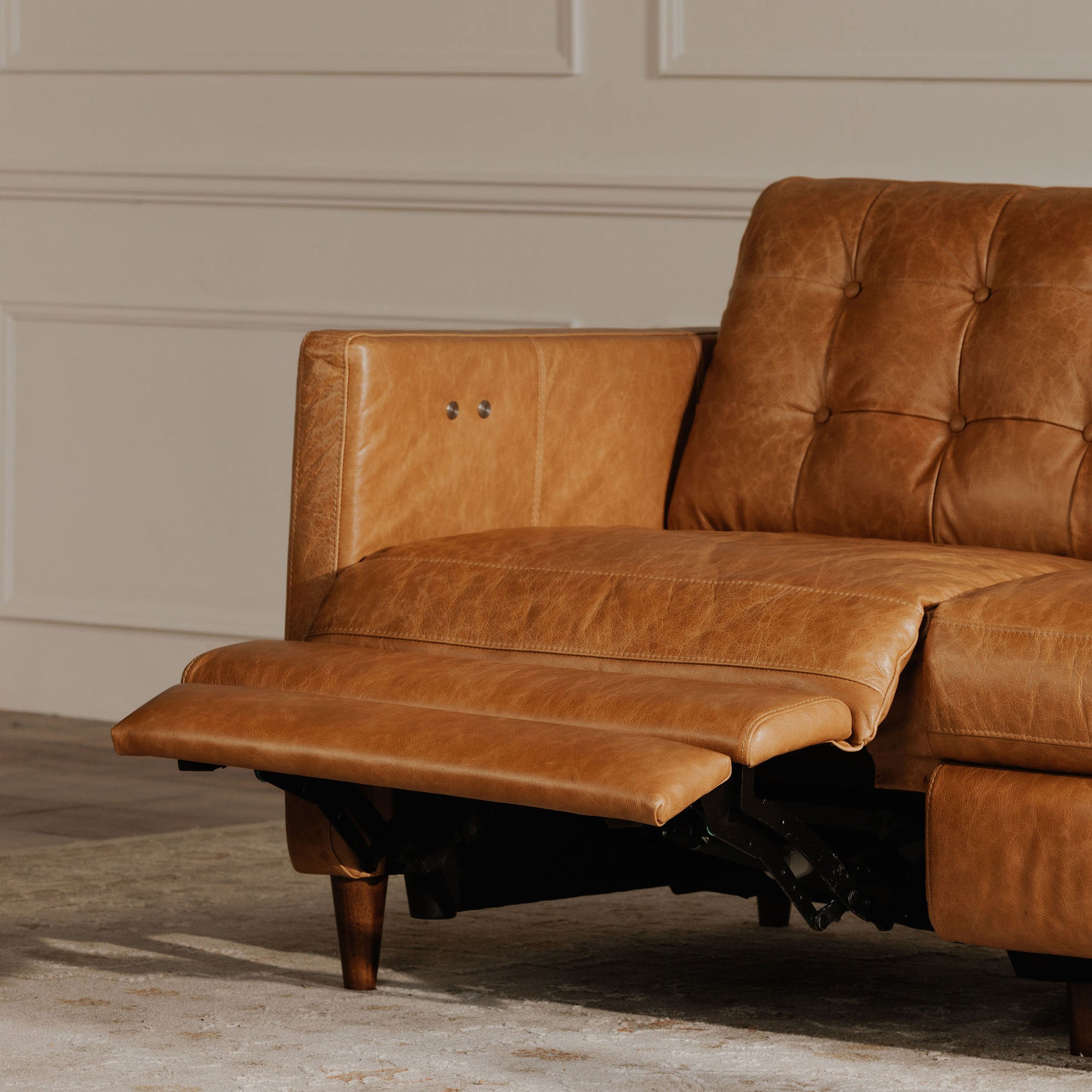 Moe's Home Bridgers Power Recliner Sofa Tan Leather