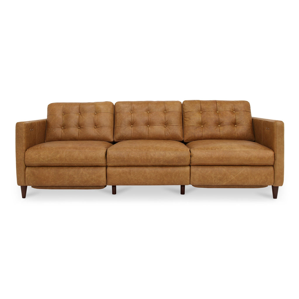 Moe's Home Bridgers Power Recliner Sofa Tan Leather