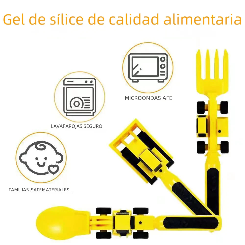 Kids Dinnerware Set with Truck and Excavator Plates