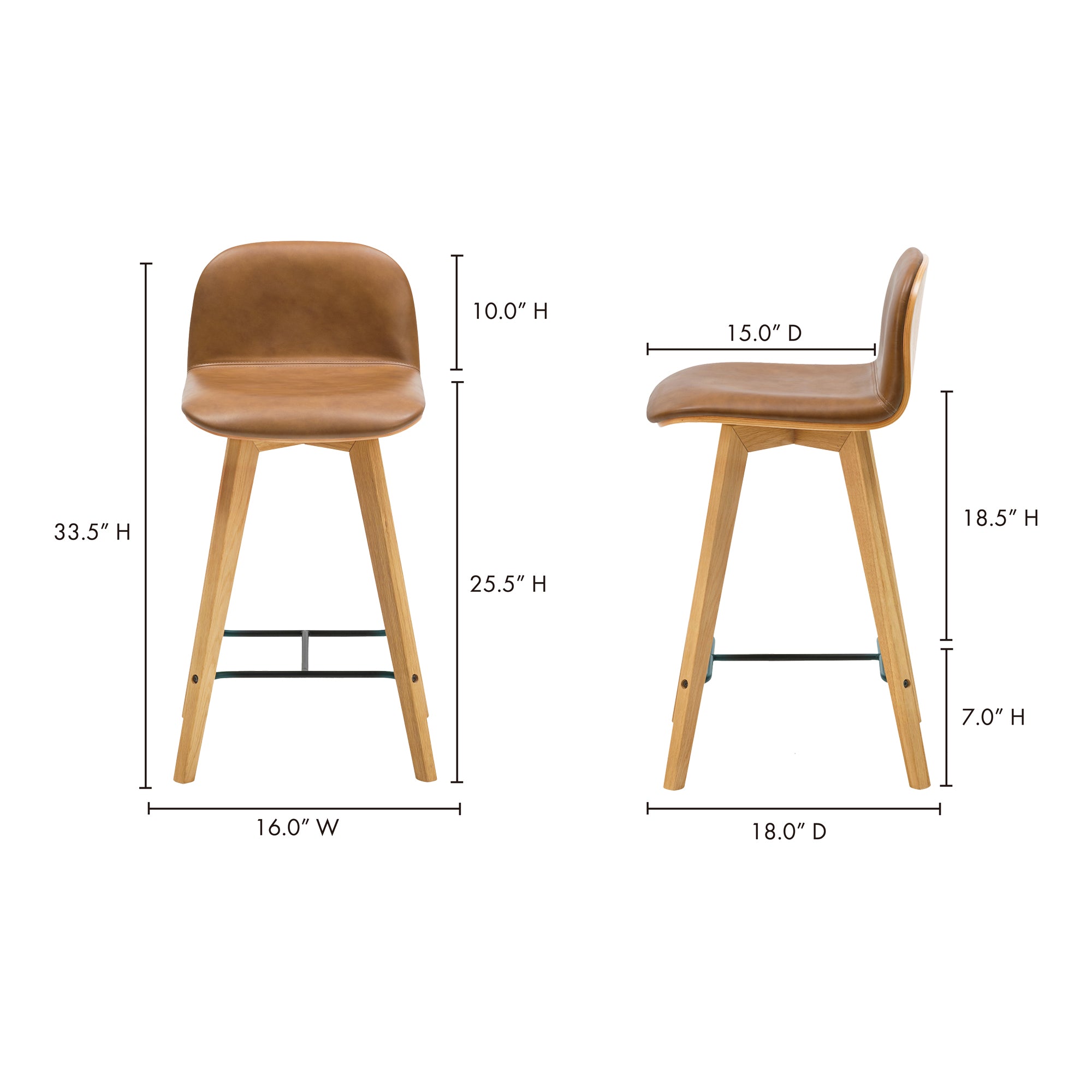 Moe's Home Napoli Leather Counter Stool