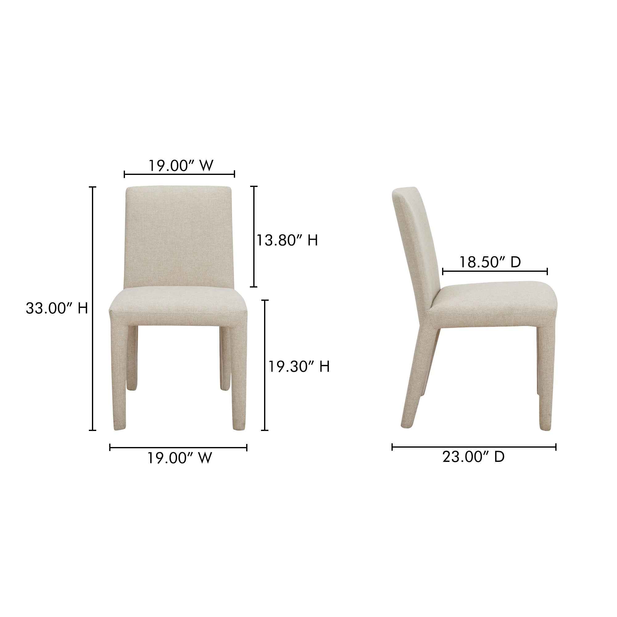 Moe's Home Monte Dining Chair Beige - Set of Two