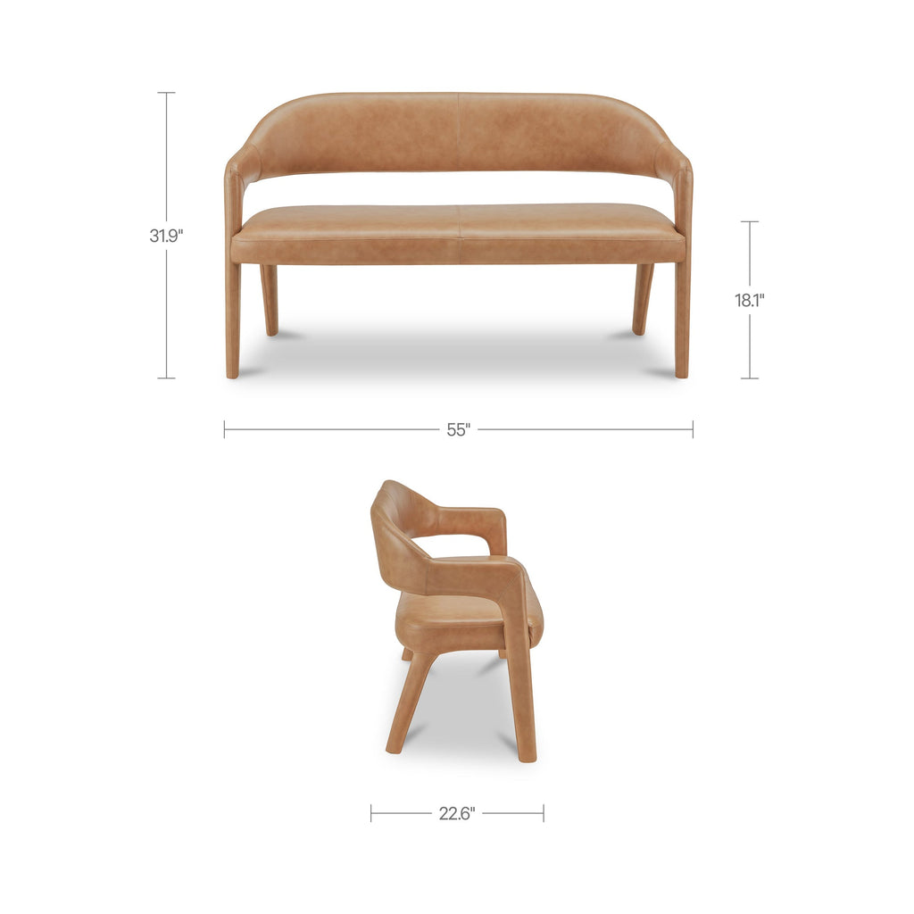 Moe's Home Martens Dining Bench Tan Leather