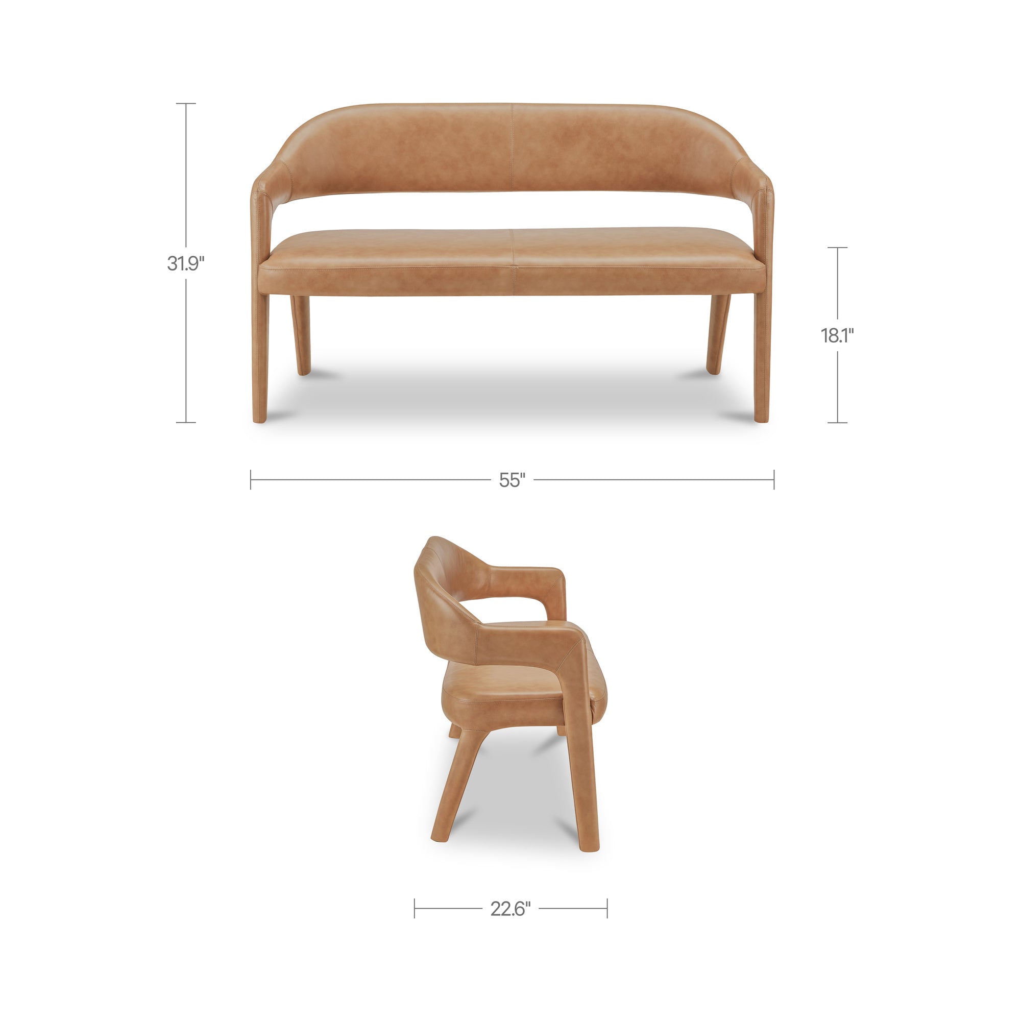 Moe's Home Martens Dining Bench Tan Leather