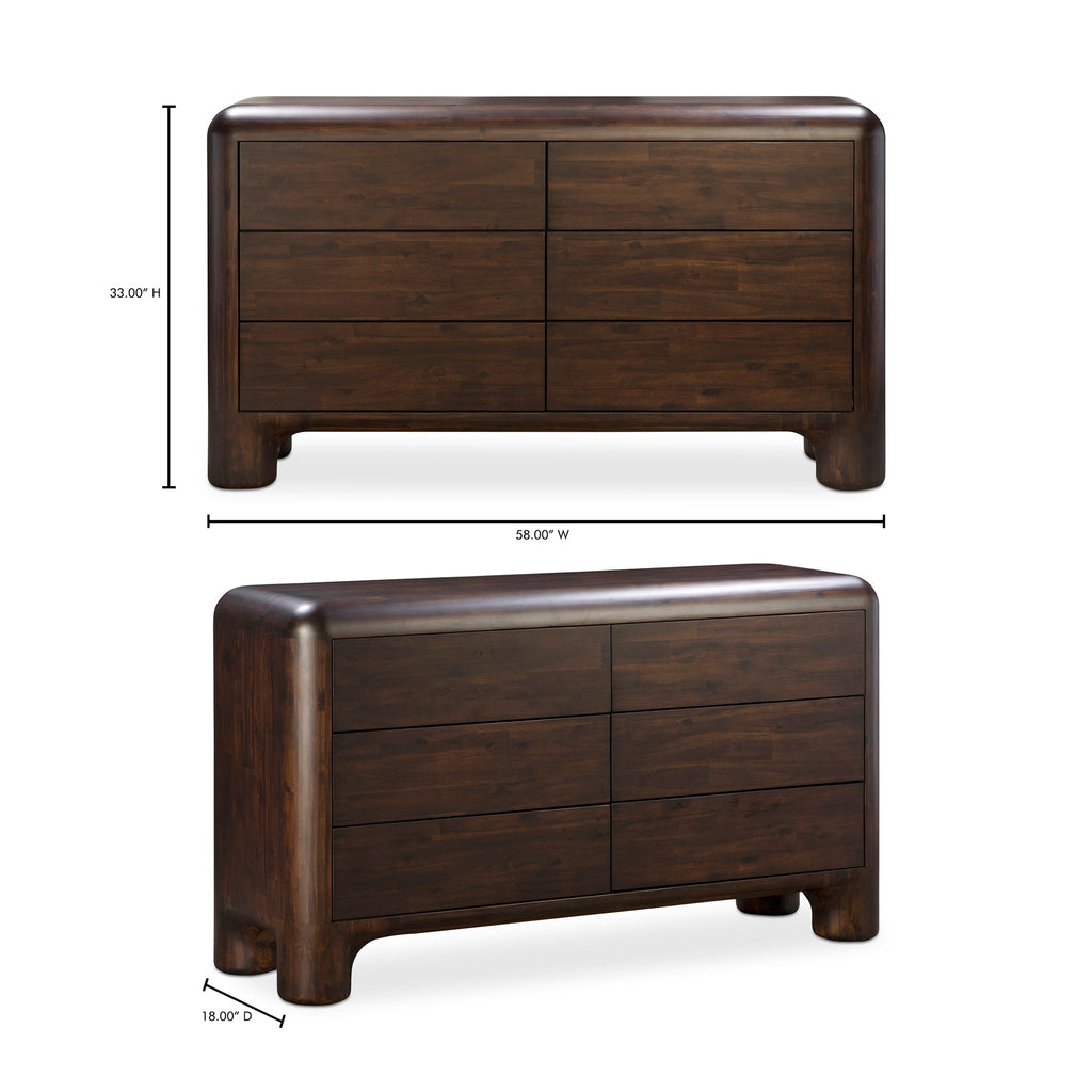 Moe's Home Rowan 6 Drawer Dresser Dark Brown