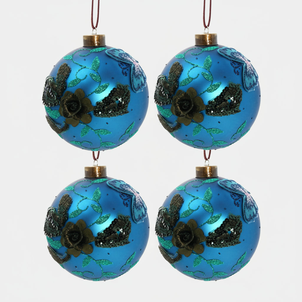 🎄 4PCS Christmas Glass Ball Ornaments – Shiny Hanging Tree Décor Set