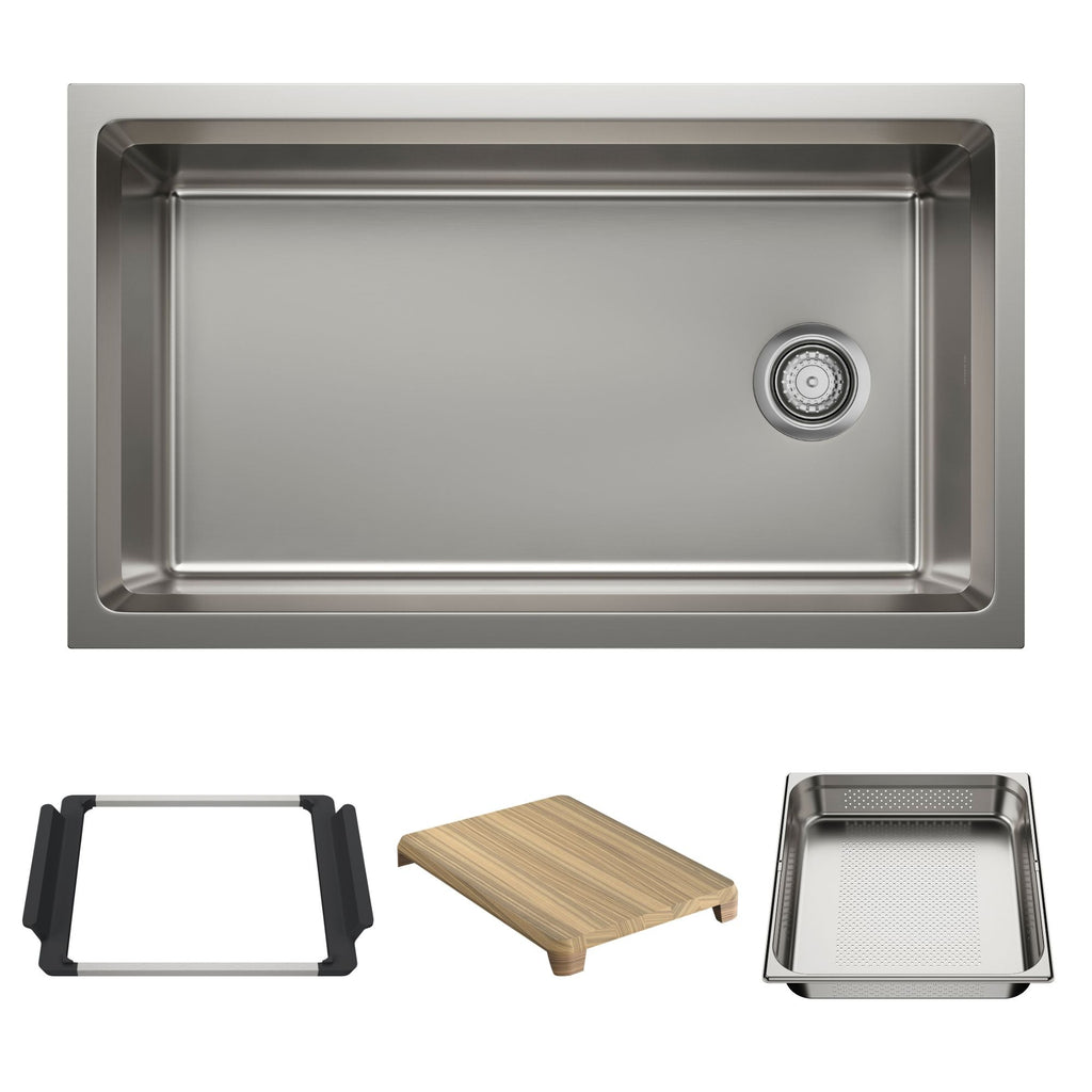 Blanco Inteos 33" Single Bowl Reversible Undermount Stainless Steel Workstation Kitchen Sink