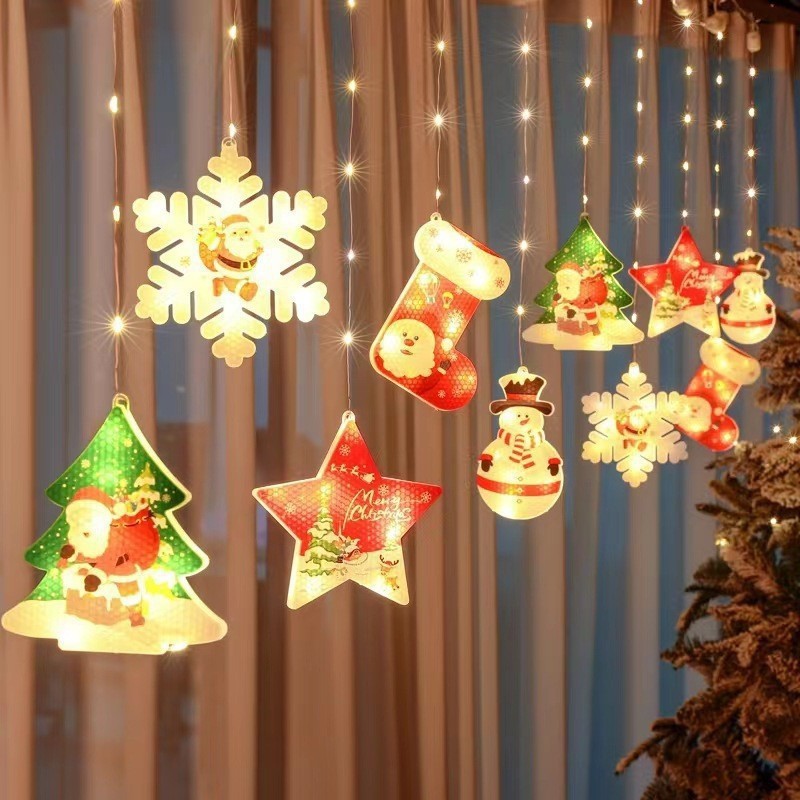 ✨ Painted Christmas Curtain Lights – Festive LED Ambience Décor