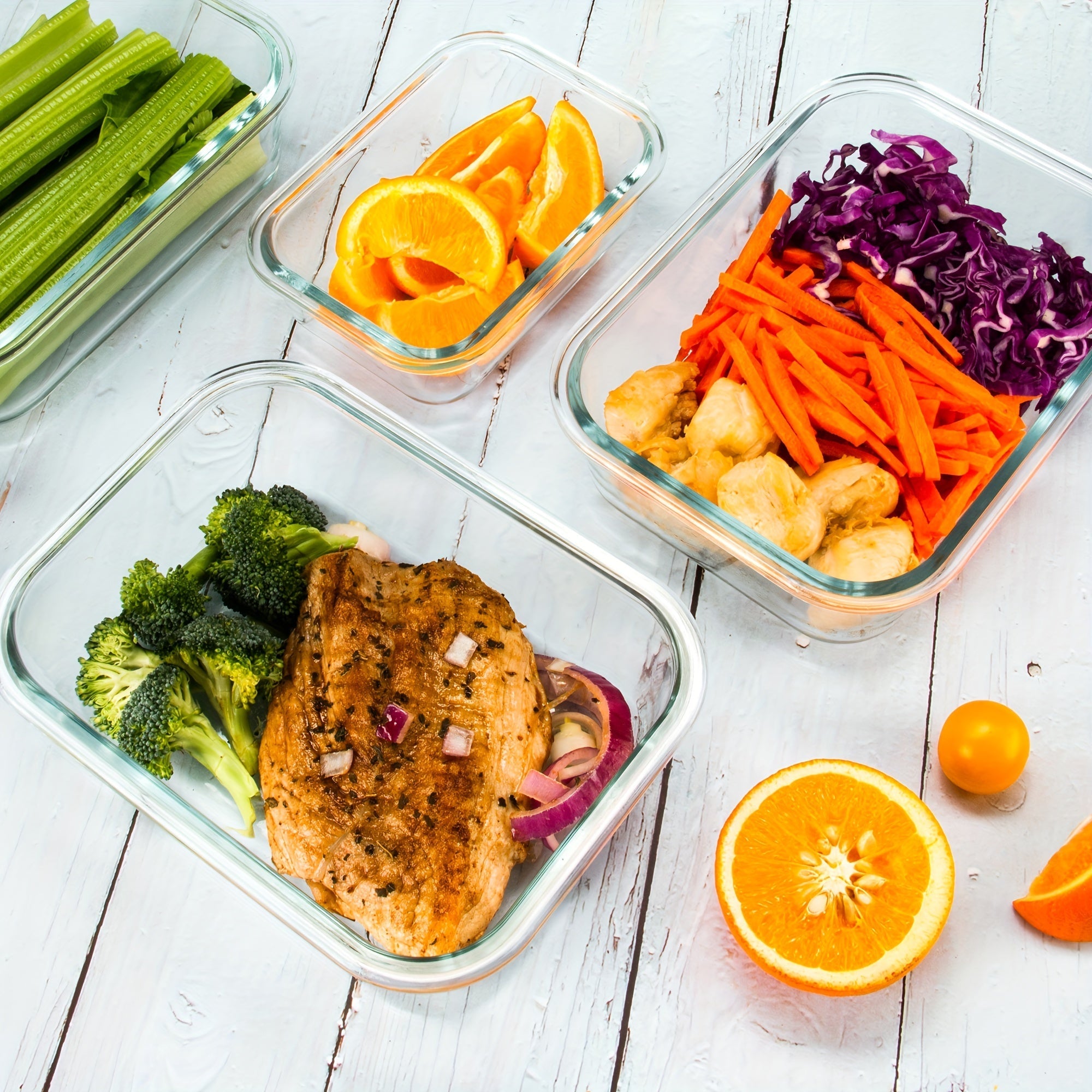 10pcs Leak-Proof Glass Meal Prep Containers - Durable, Reusable Kitchen Organizers - Airtight for Freshness - Ideal for Camping, Picnics, School, Office & Home