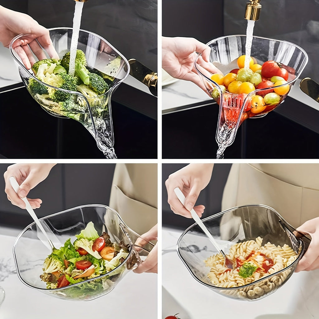 1/2pcs Versatile Kitchen Draining Basket - Sturdy Plastic, Easy Wash, for Vegetables, Pasta & Fruit