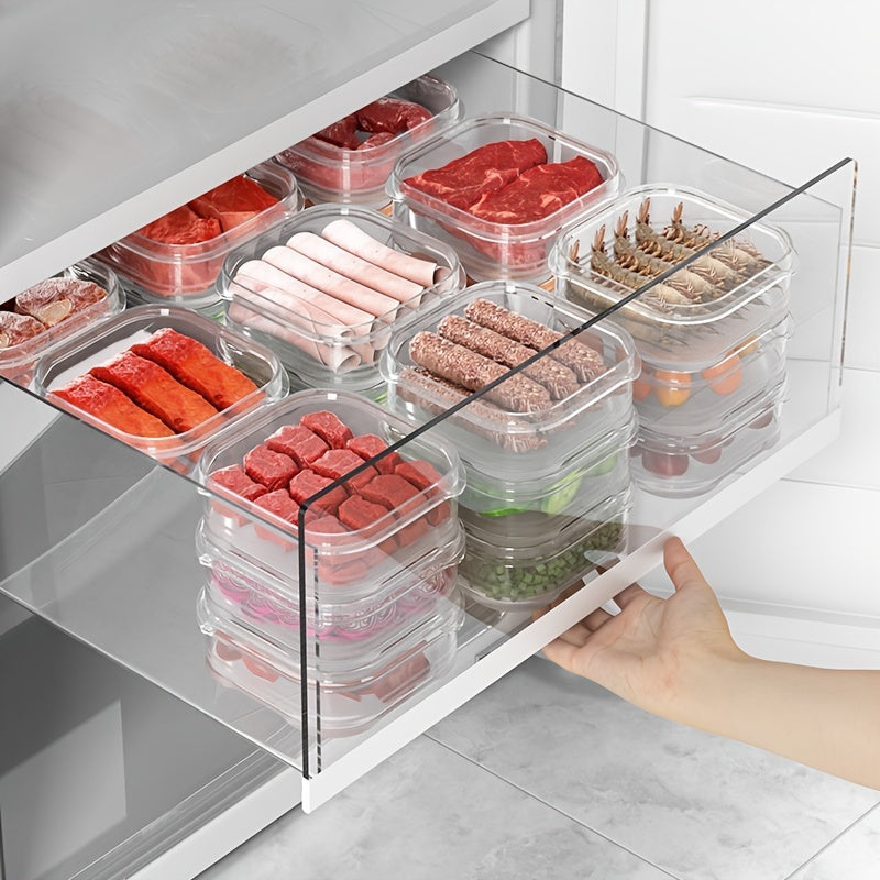 4/8/10pcs Clear Plastic Containers For Refrigerator With Lids, Food Storage Fresh-keeping Box, Dishwasher Safe, Fruit Vegetable Crisper, Dumpling Meat Ginger Garlic Green Onion Food Storage Containers, Home Kitchen Utensil