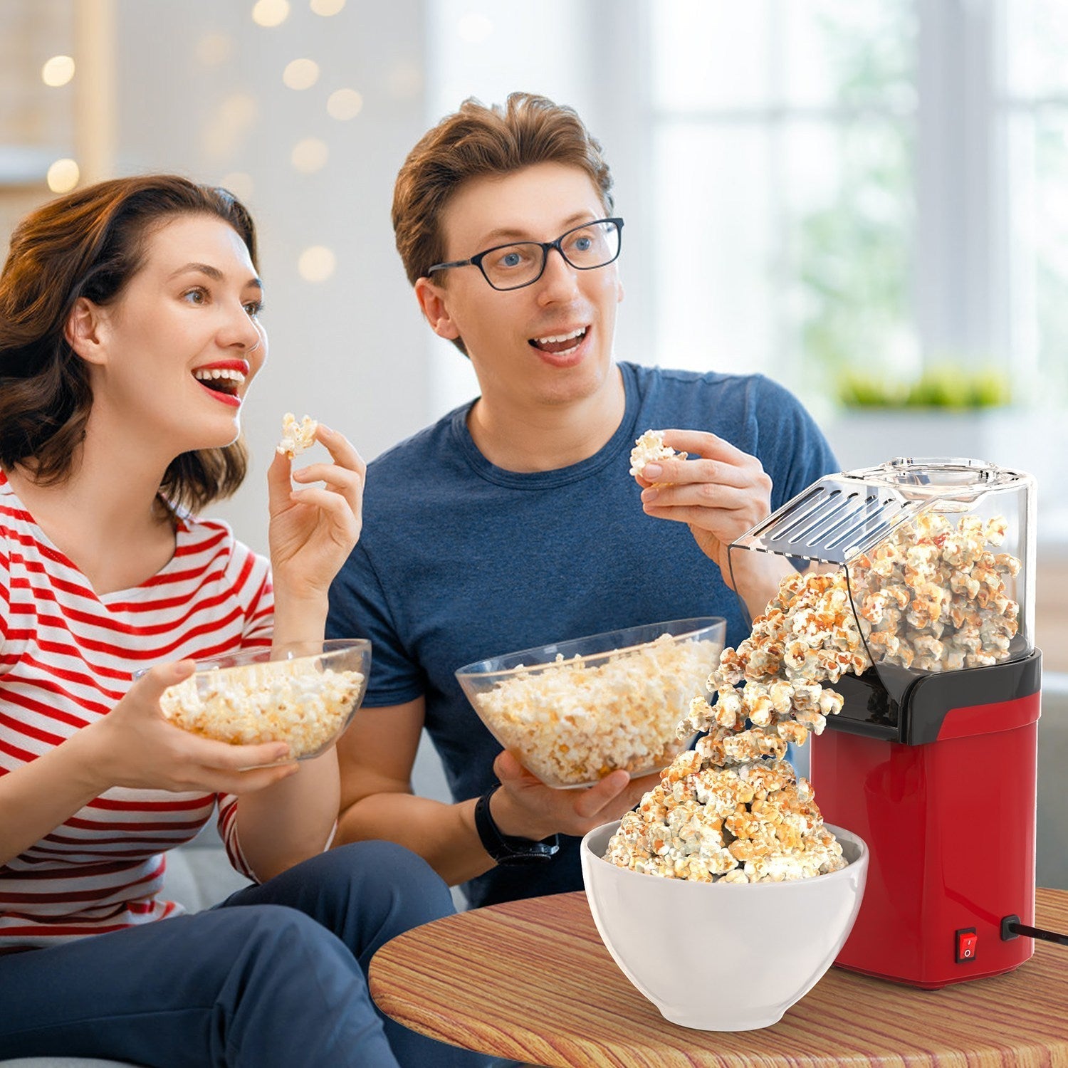 🍿 Electric Hot Air Popcorn Popper – 1200W Oil-Free Popcorn Maker