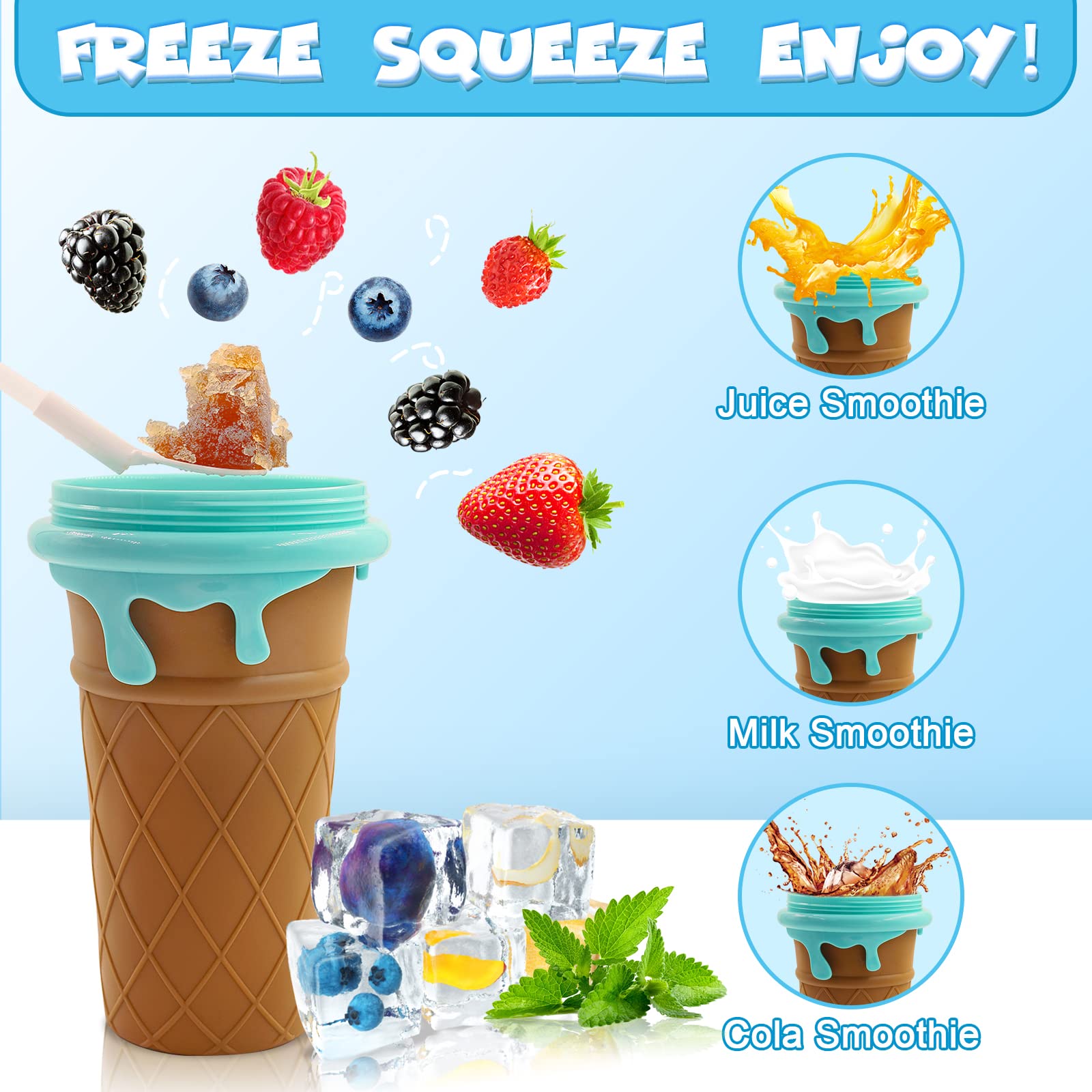 Magic Slushy Maker Cup – 500ml Squeeze & Freeze Smoothie Cup | No Blender Needed