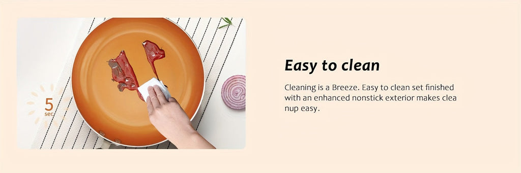 """3pcs Golden Ceramic Nonstick Frying Pan Set - 8"""", 9.5"""", and 11"""" Skillets for Induction Cooktops - PFOA and PFAS Free - Ideal for Omelettes and Eggs - Kitchen Cooking Supplies and Cookware"""