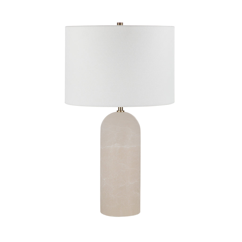 Renwil I xia 25" Tall Plated Antique Brushed Brass Iron Table Lamp with Drum Linen Shade