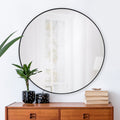 Renwil Cori 40" Tall Round Wall Mirror - Black