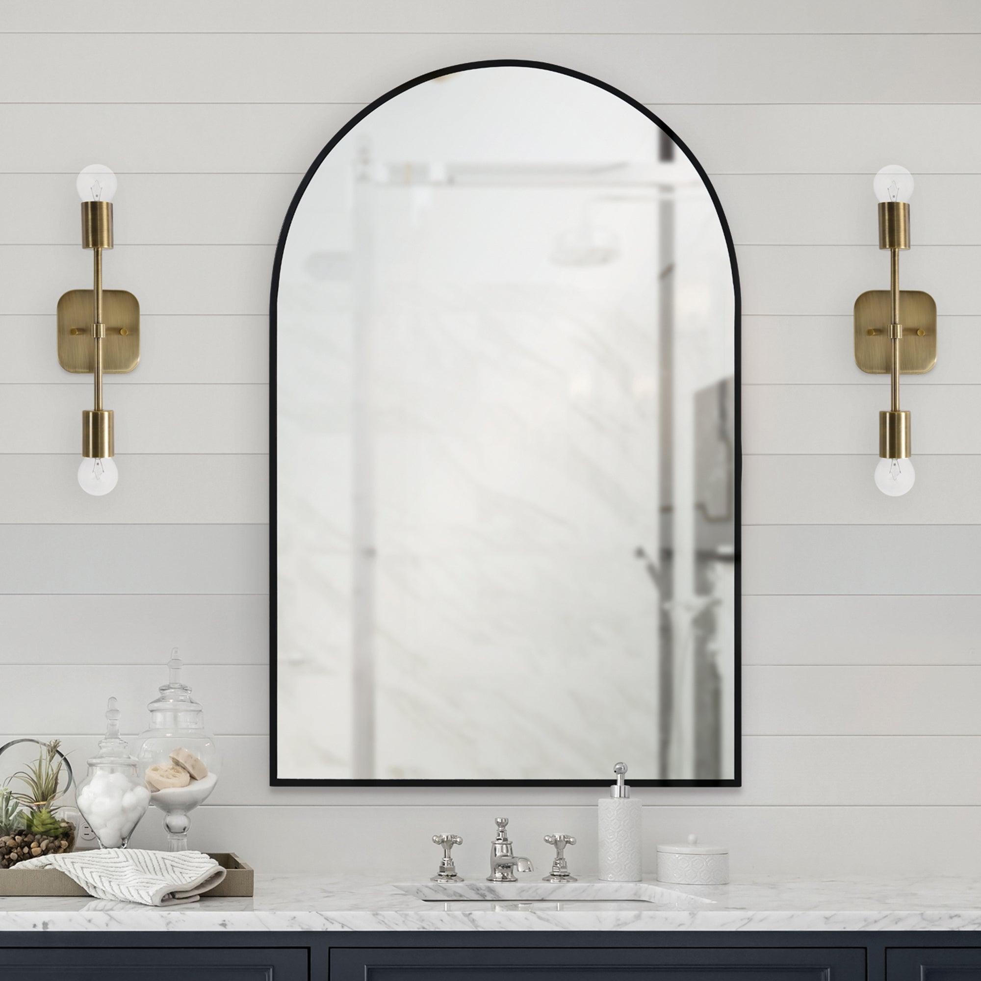 Renwil Waren 36" Tall Arch Wall Mirror - Black