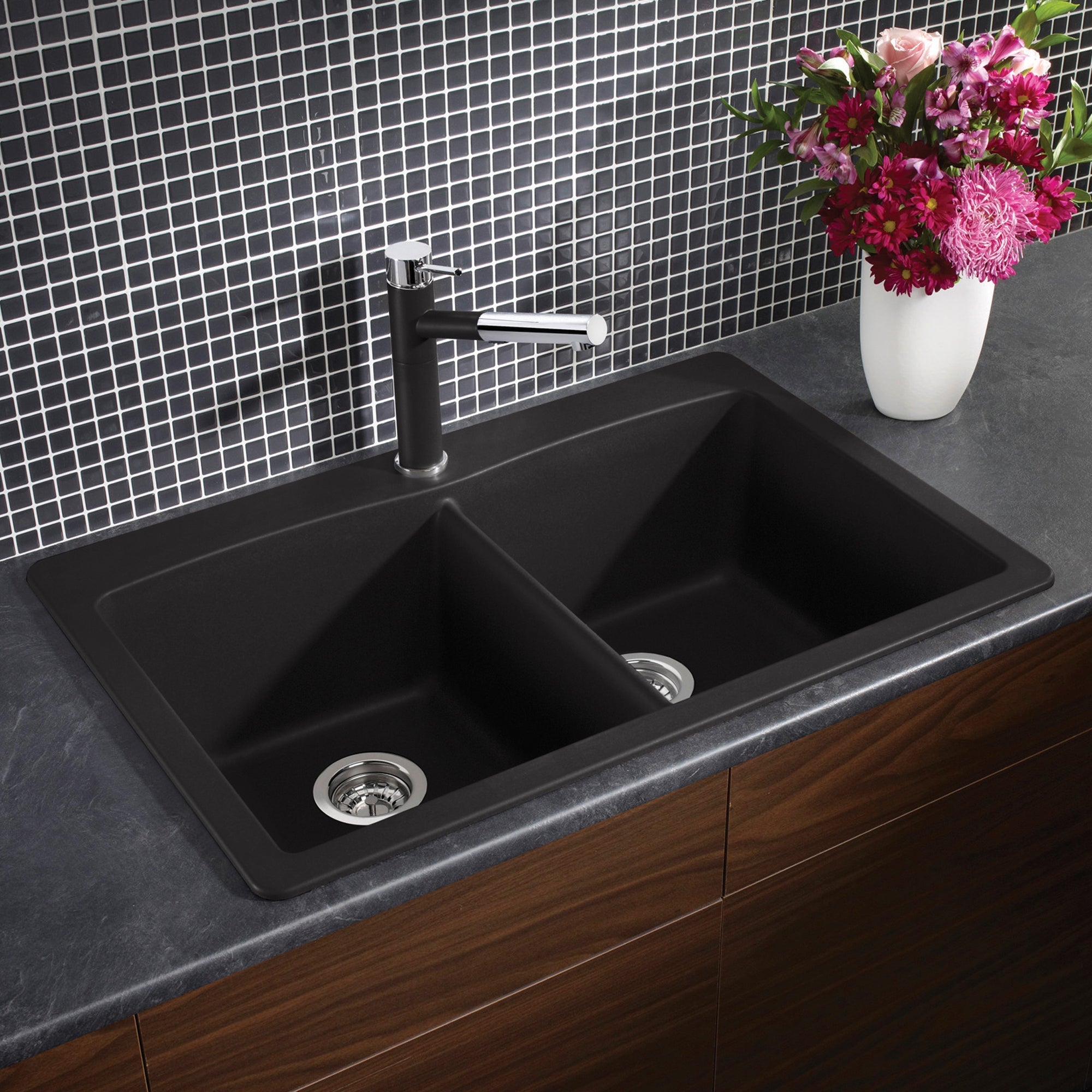 Blanco Diamond Silgranit 33" 50/50 Double Bowl Dual Mount Kitchen Sink