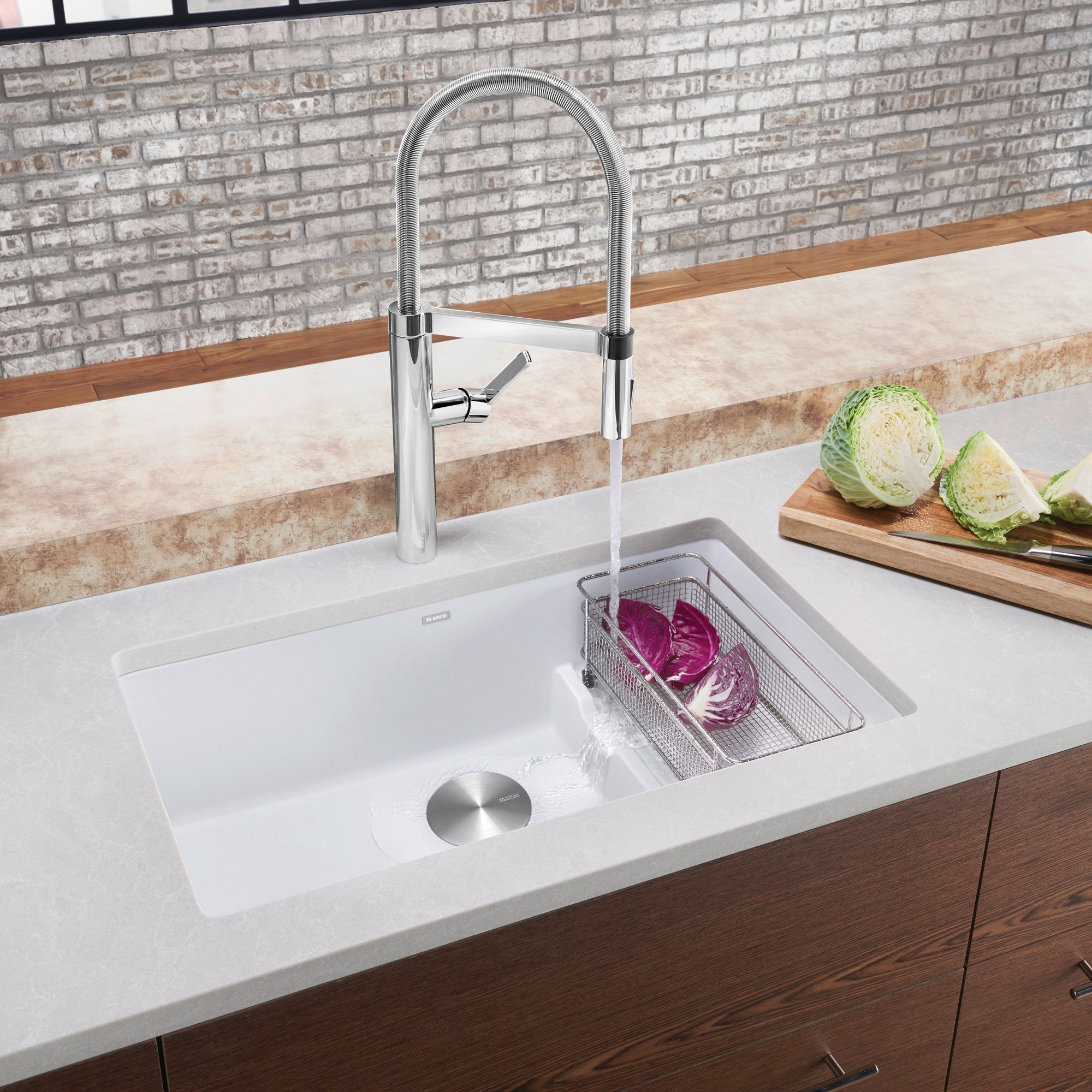 Blanco Precis Cascade Silgranit 29" Single Bowl Undermount Kitchen Sink with Colander