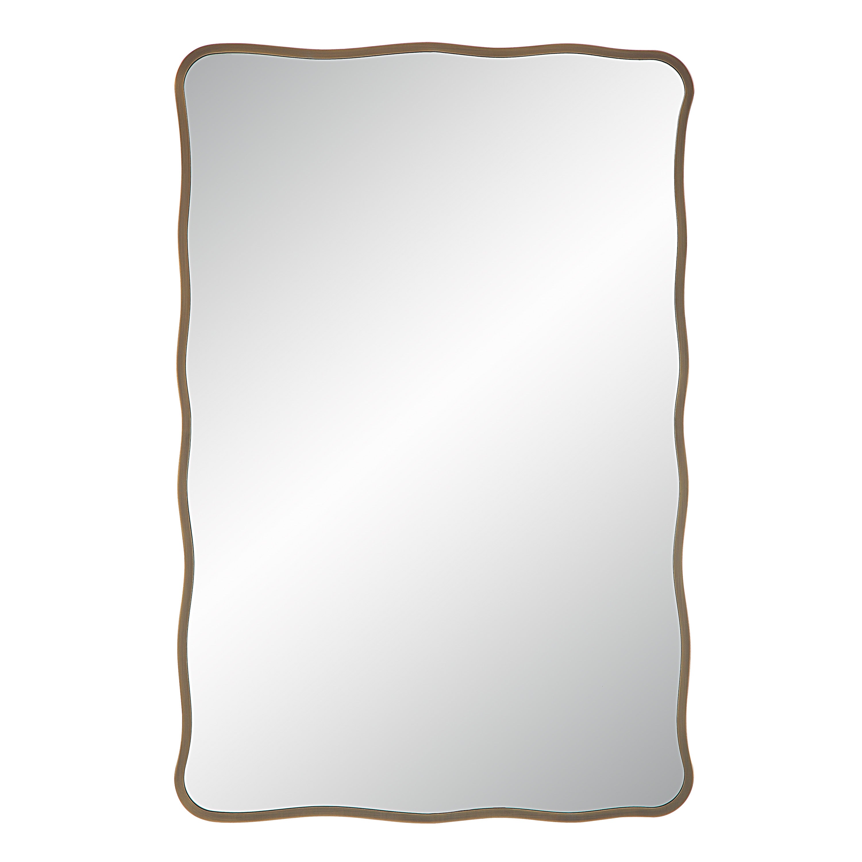 Renwil Basel 36" Tall Rectangular Irregular Mirror - Antique Brushed Brass