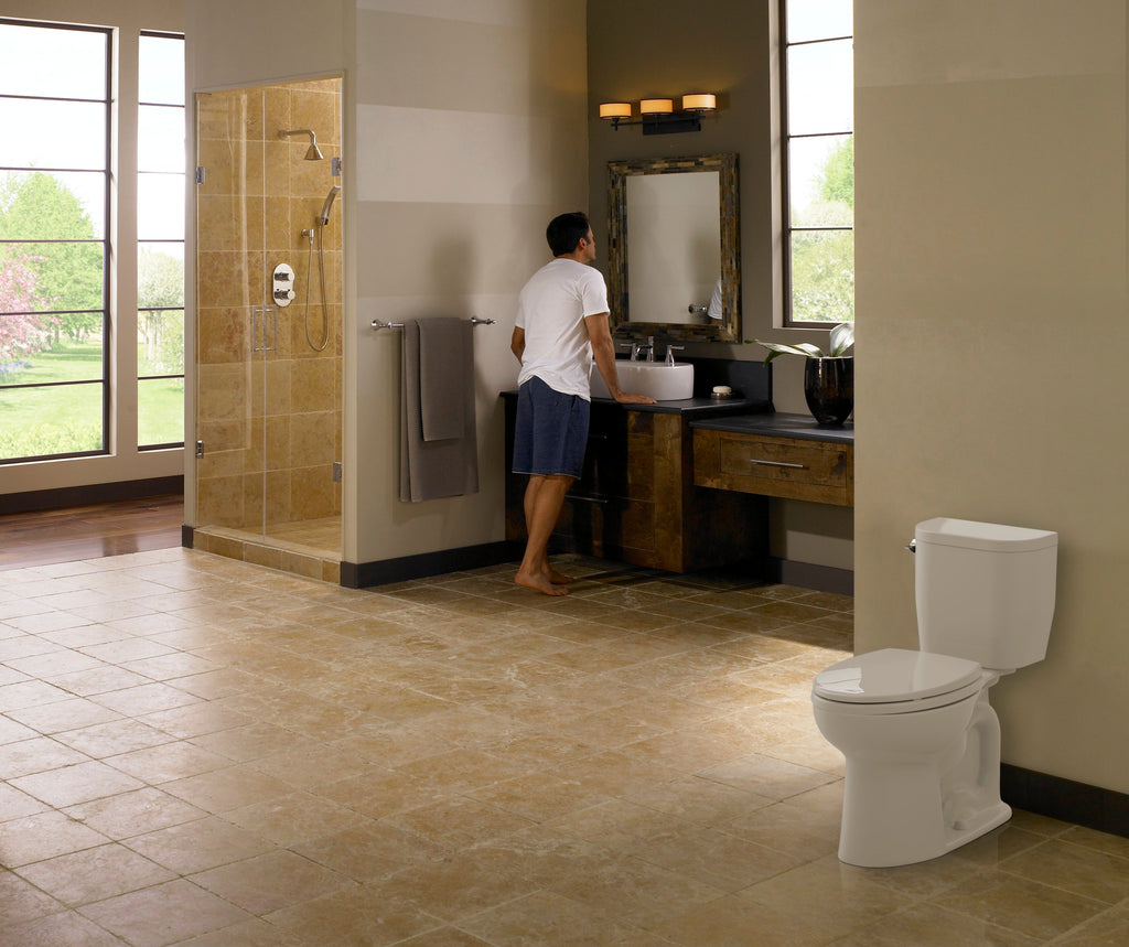 TOTO Entrada Two Piece Elongated 1.28 GPF Universal Height Toilet
