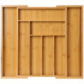 1pc Adjustable Bamboo Drawer Organizer For Utensils And Silverware - Expandable Cutlery Tray For Kitchen, Bedroom, And Living Room - Easy To Clean And Stylish Storage Solution