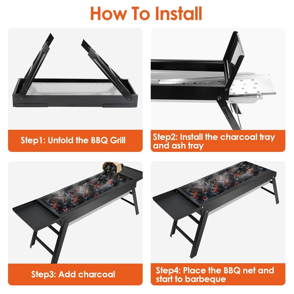 Foldable Charcoal BBQ Grill Stainless Steel Grill