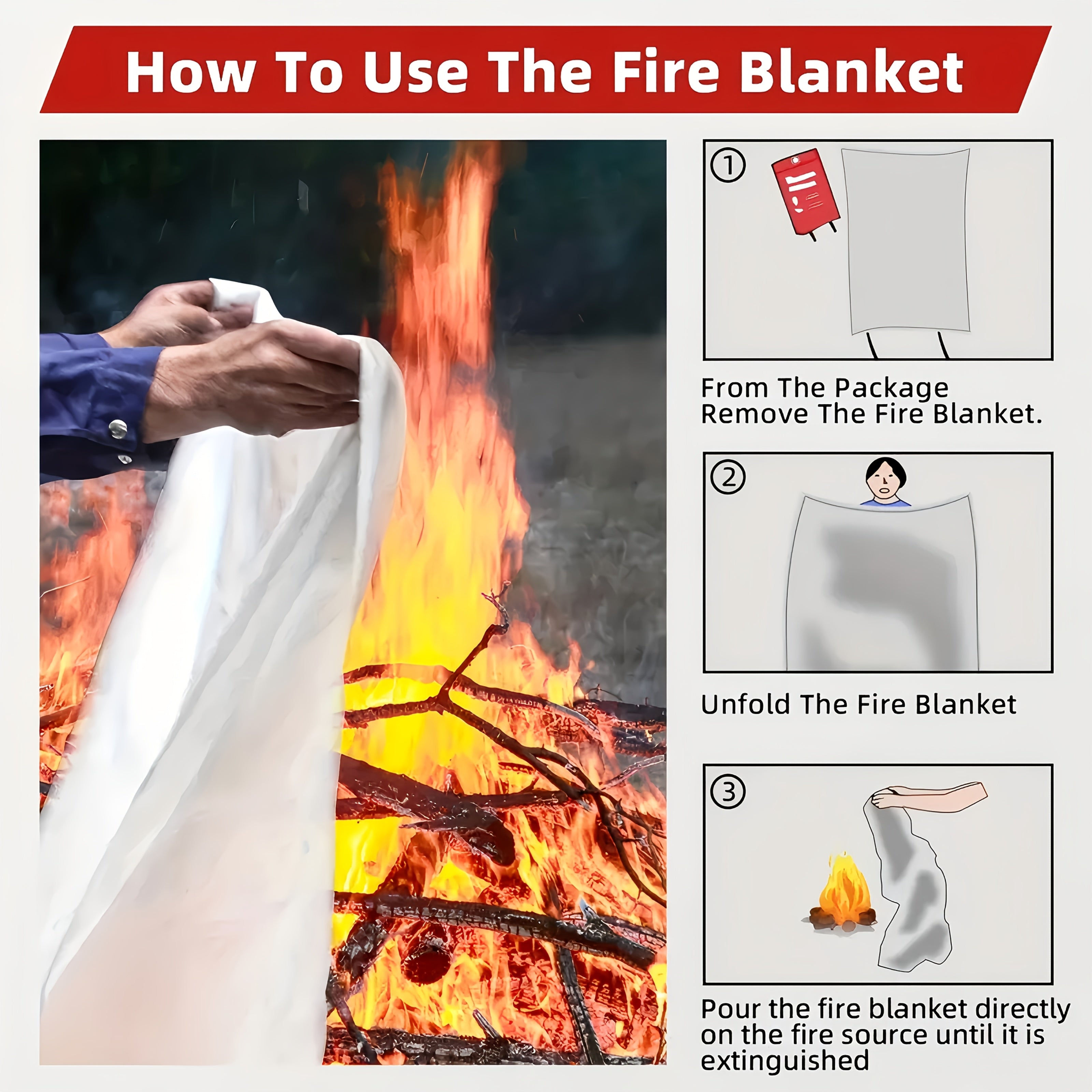5pcs - Emergency Fire Blanket, Firefighter'S Accessory, Fireproof Blanket, Flame Retardant Blanket, Suitable for Home, Kitchen, School, Car, Office, Warehouse Safety Blanket 40"x 40"