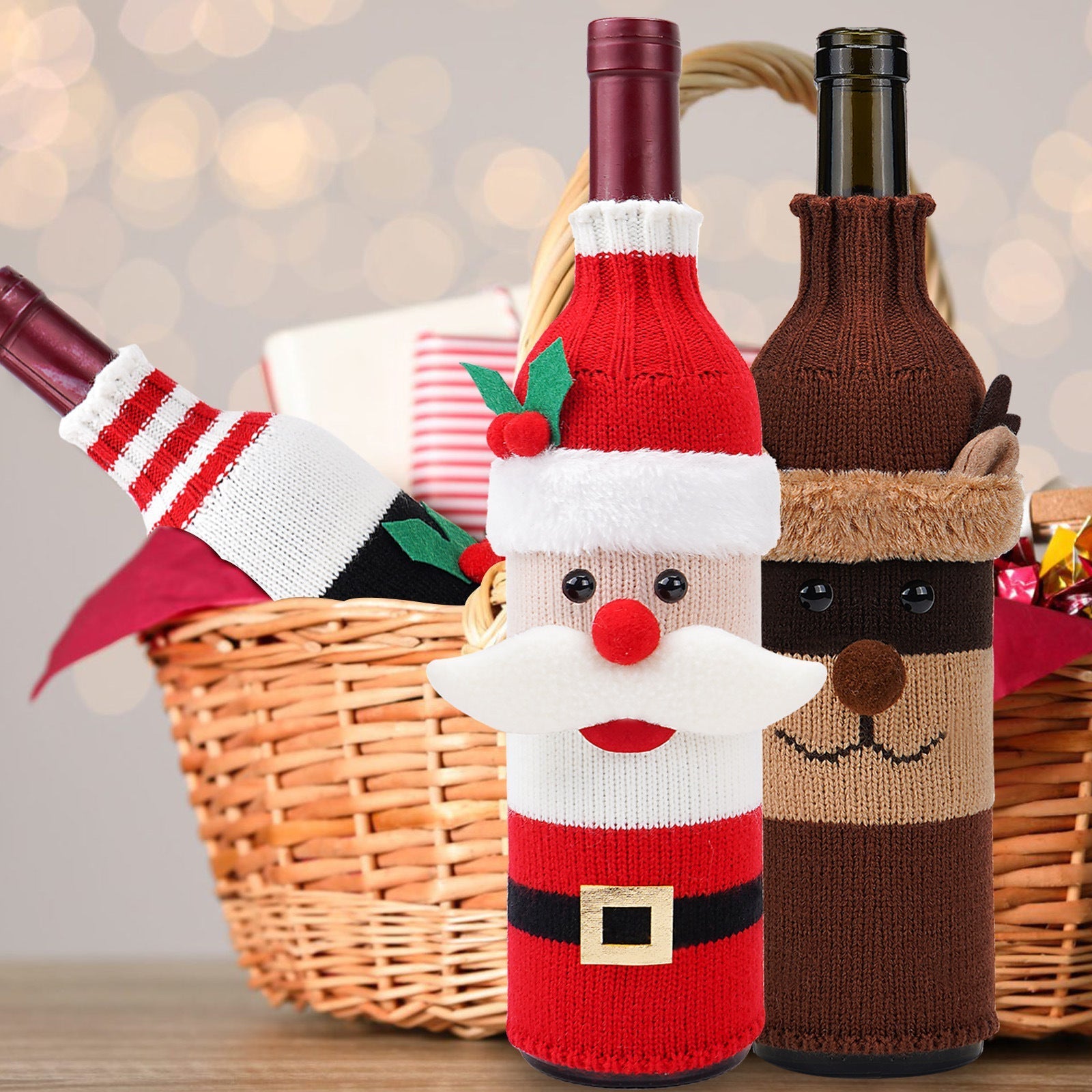 🎅 Christmas Bottle Covers – Festive Home Fashion Holiday Decorations