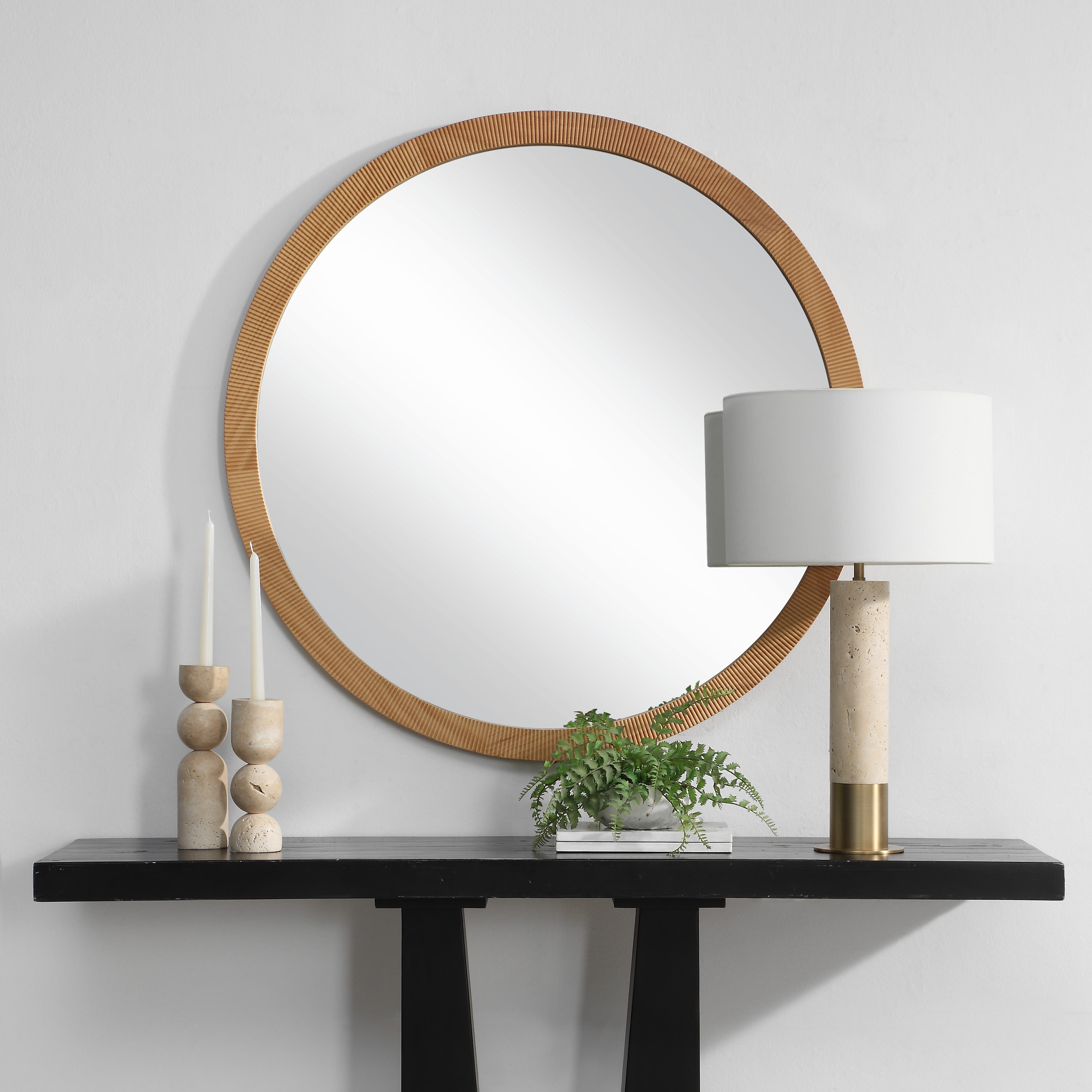 Renwil Noto 40" H x 40" W Wall Mirror - Brown