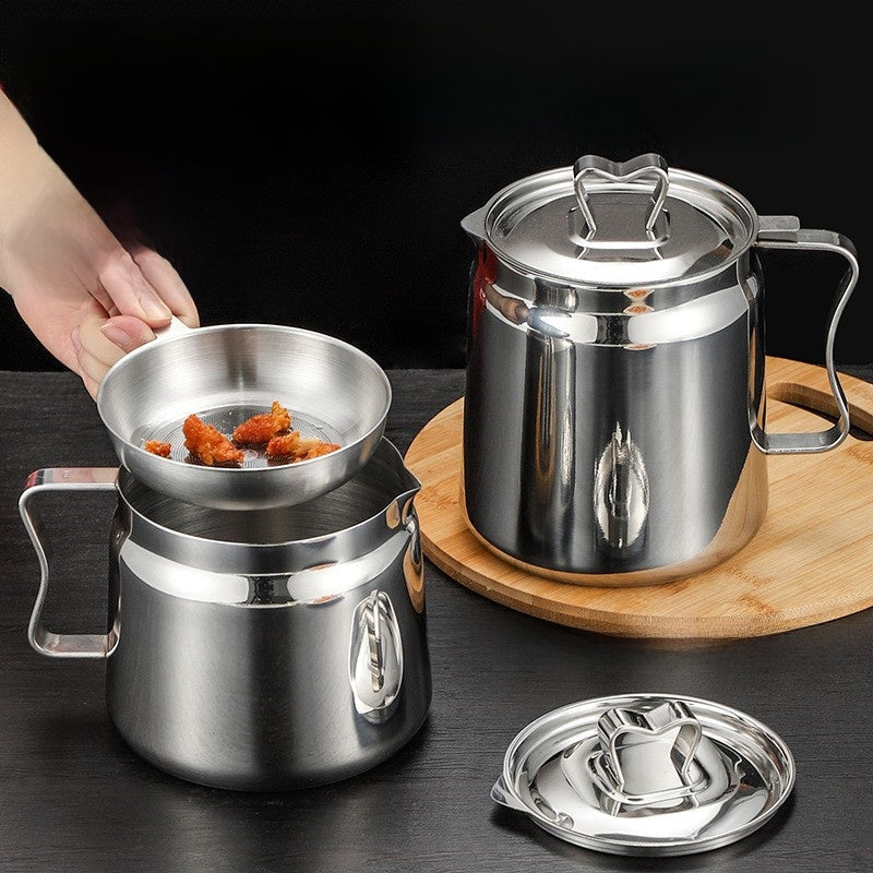 304 Stainless Steel Oil Container ? With Built-In Strainer for Cooking Oil Storage