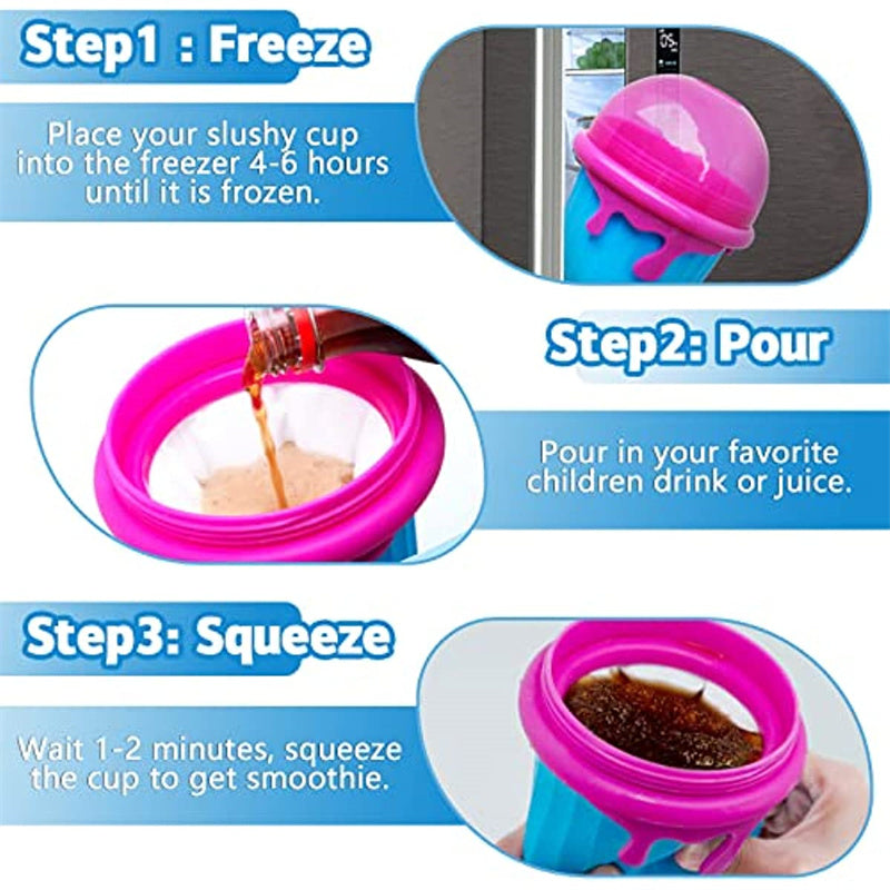 Magic Slushy Maker Cup – 500ml Squeeze & Freeze Smoothie Cup | No Blender Needed