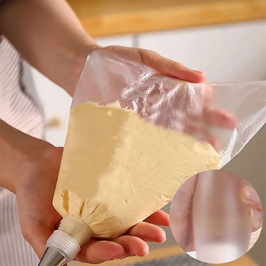 50pcs/100pcs/200pcs Thickened Disposable Piping Bags, Icing Pastry Bag with Nozzle Tips for Cake Decorating Tools Kitchen Gadgets Accessories. for Buttercream Frosting Cheese Doughnut Sweet Pastries DIY Birthday Party Family