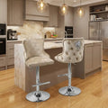 Velvet Bar Stool with Lion Knocker – Chesterfield Buttoned Bar Chair for Kitchen Island & Breakfast Bar Pair of 2 Stools (Mink)