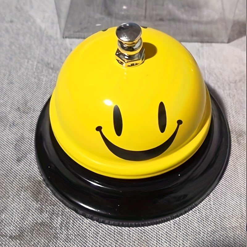 1pc Call Bell Lovely Smile Face Desk Service Bell Ding Bell For Restaurant Hotel Room Kitchen Party Office Elderly Large Yellow Cute Bell, 3.35in*2.36in.