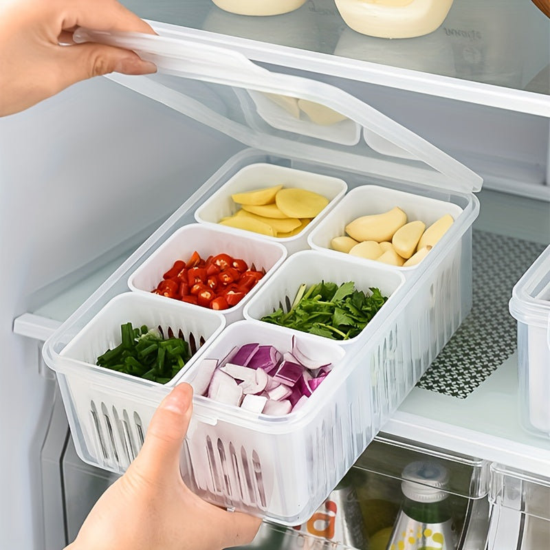 6-Tier Transparent Kitchen Storage Box Set with Lid - Heavy-Duty Plastic Food-Safe Organizer for Fridge, Freezer, Pantry, Kitchen - Space-Saving Design with Ventilation Holes, Stackable Refrigerator Storage Containers